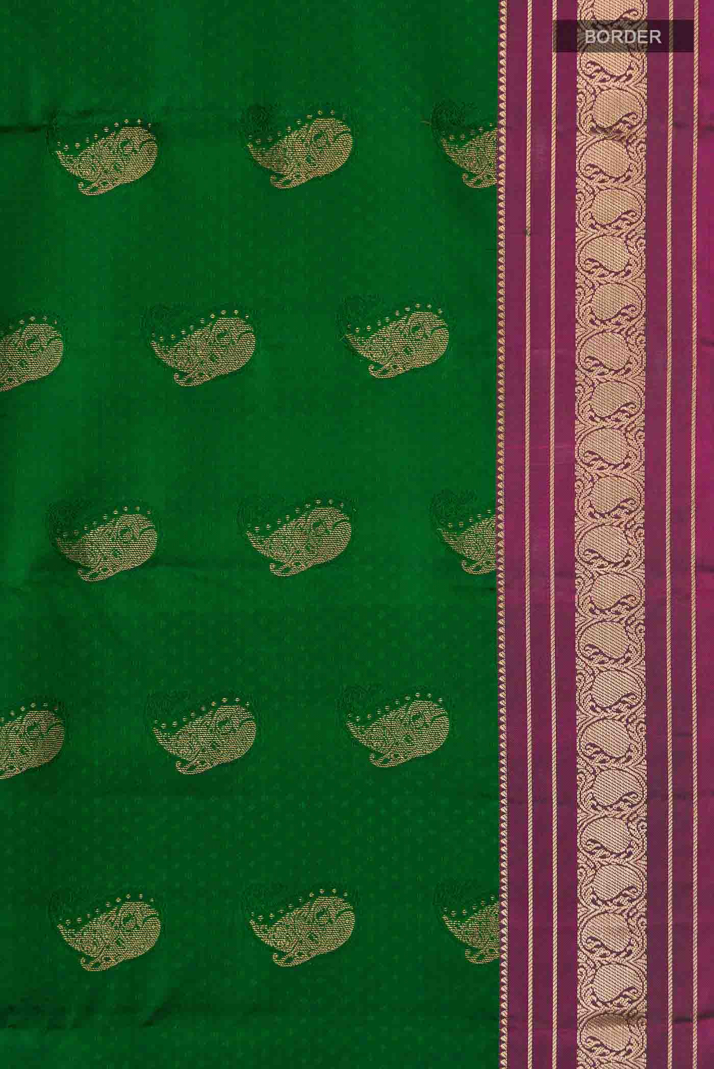 Green Kanchipuram Silk Saree - Image 3