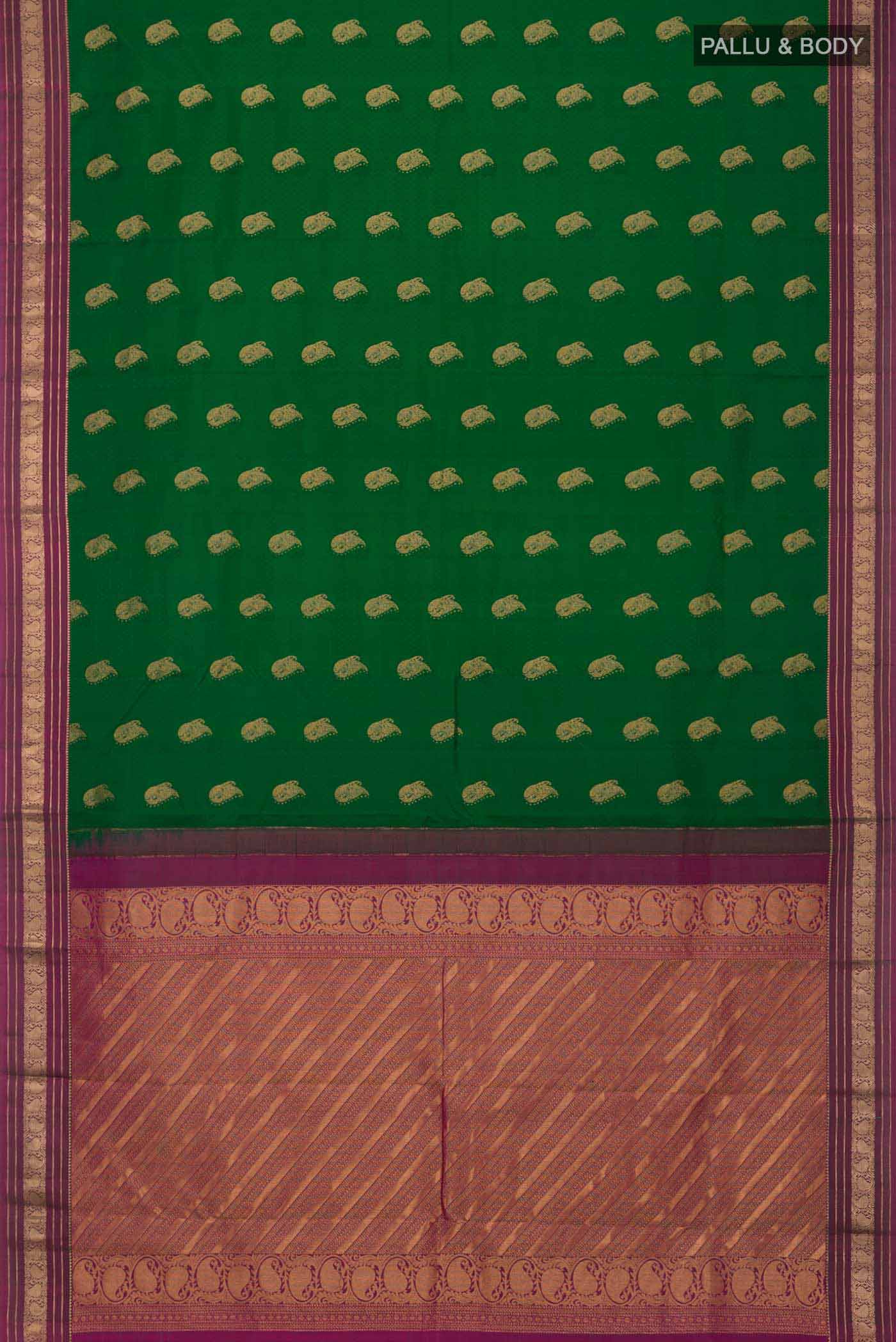 Green Kanchipuram Silk Saree - Image 6