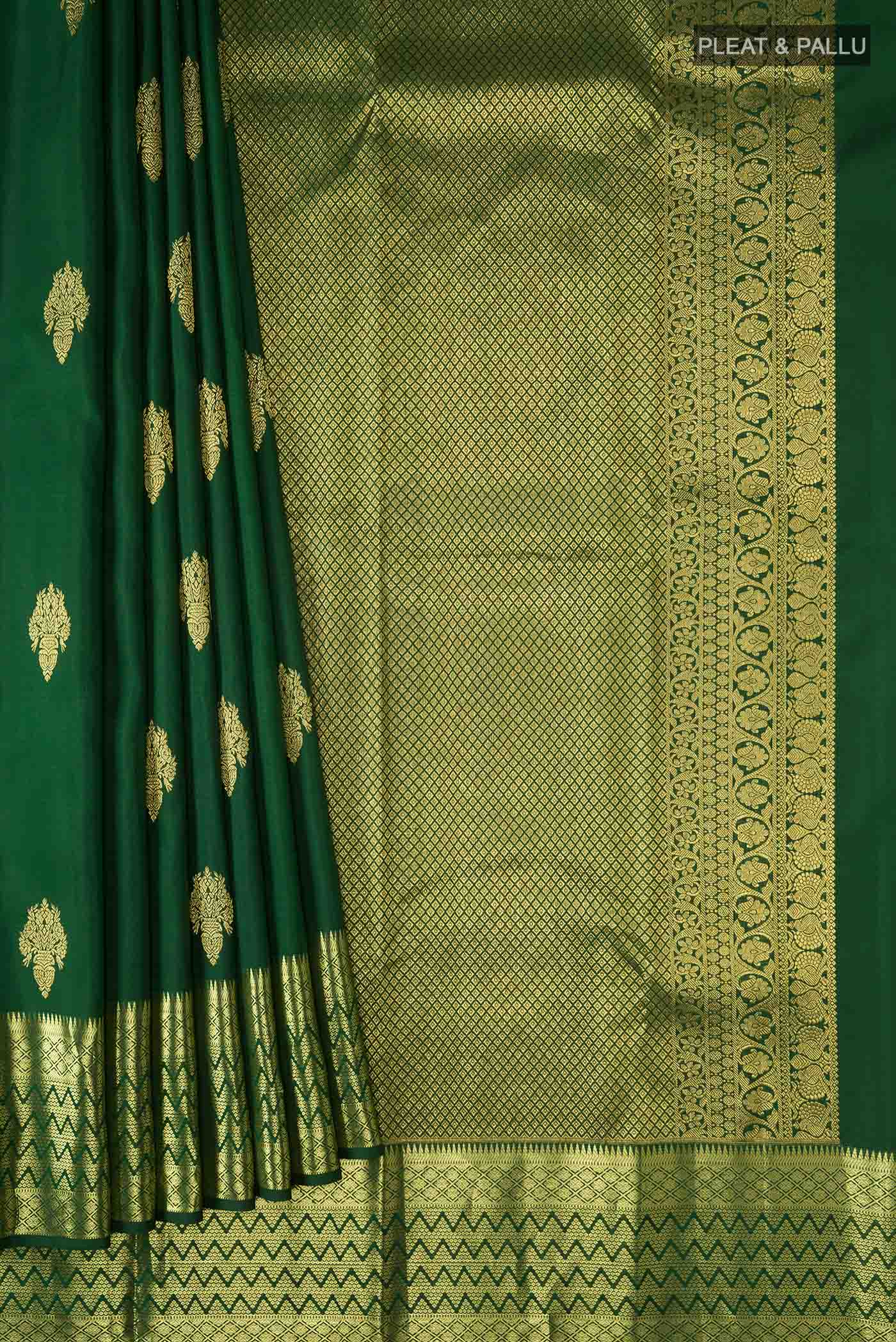 Green Kanchipuram Silk Saree - Image 4