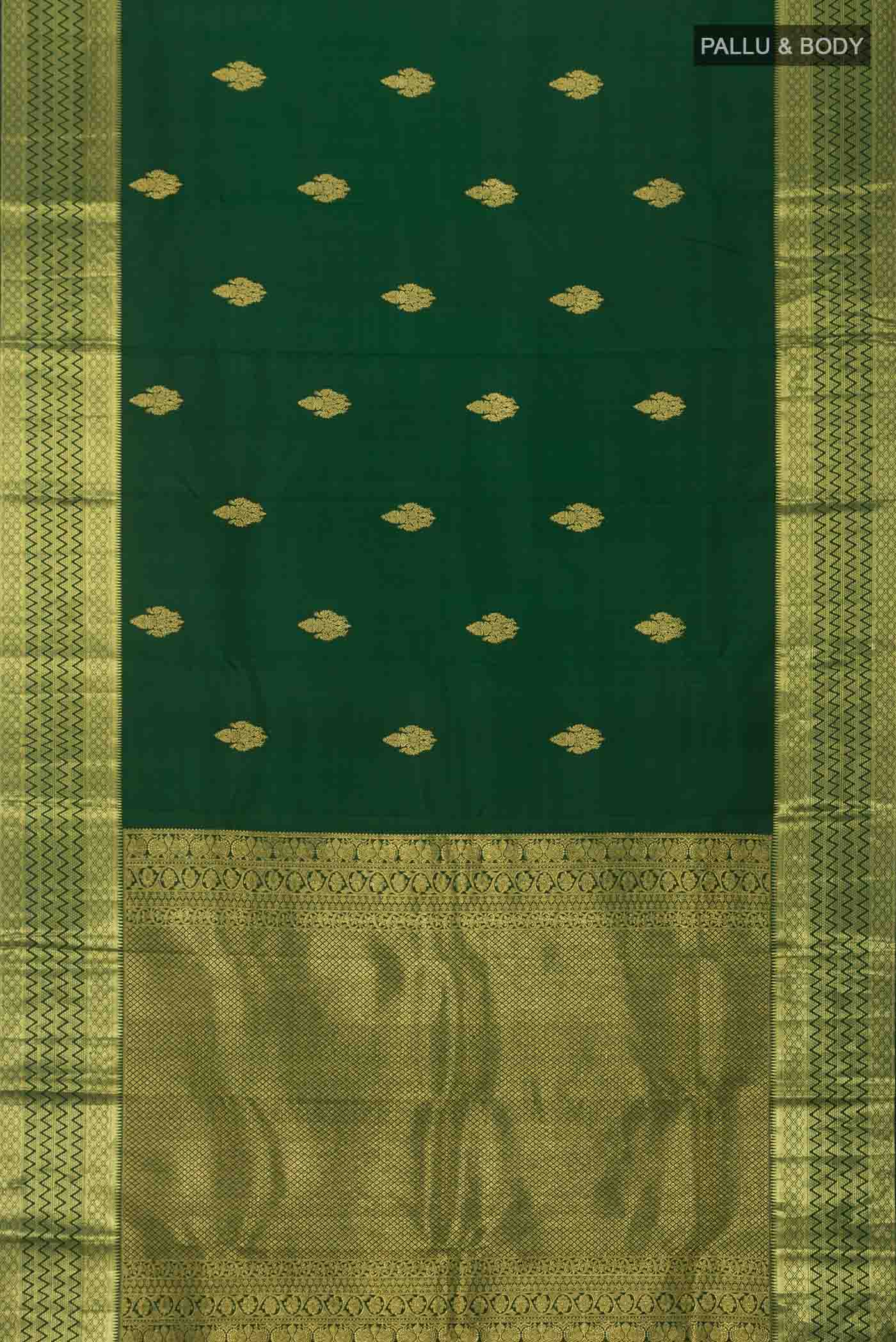 Green Kanchipuram Silk Saree - Image 6
