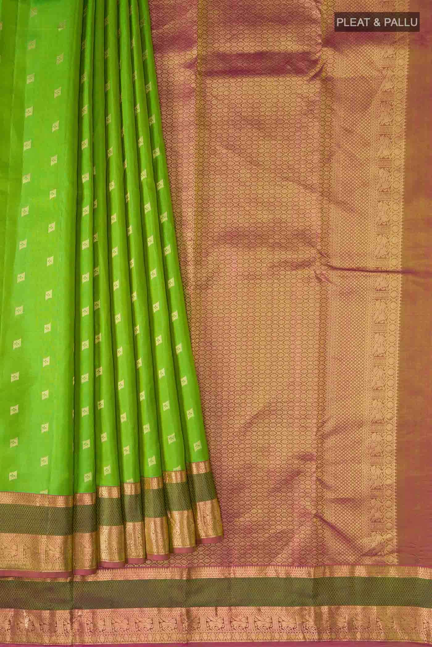 Green Kanchipuram Silk Saree - Image 2