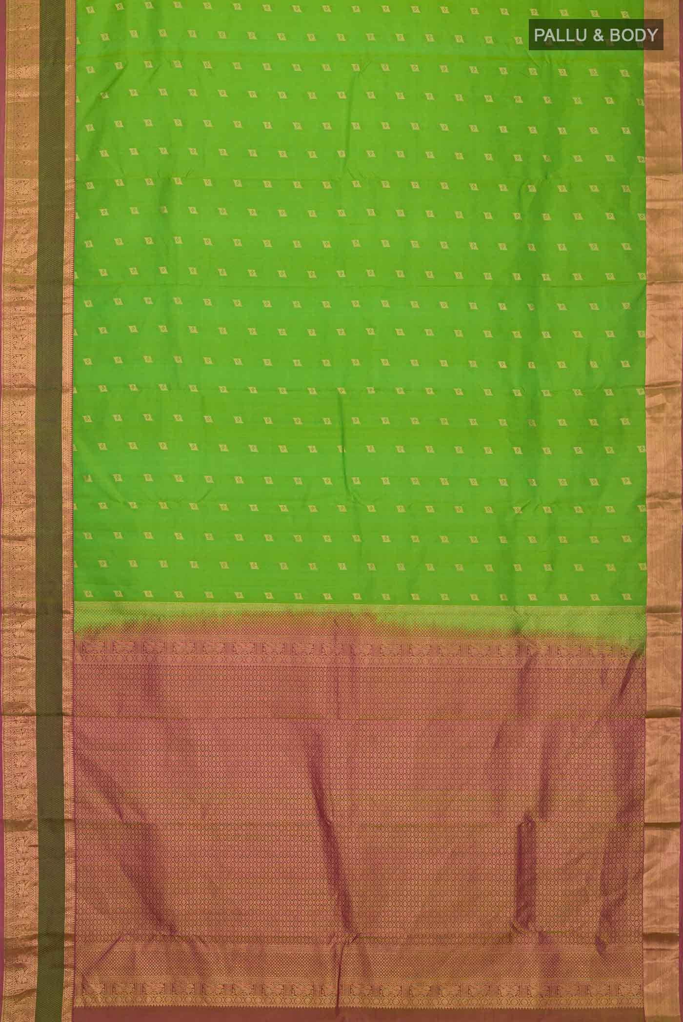 Green Kanchipuram Silk Saree - Image 4