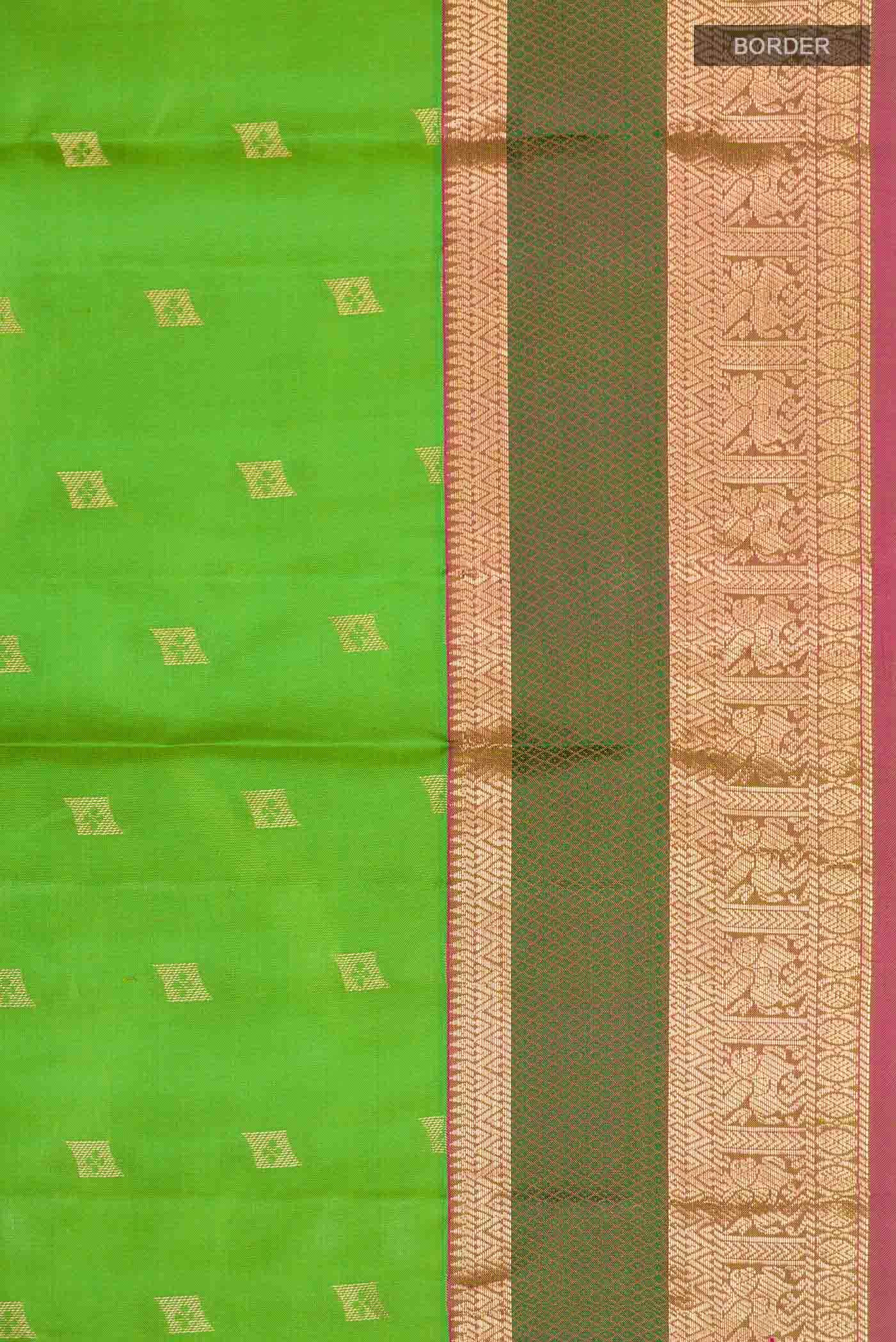 Green Kanchipuram Silk Saree - Image 5
