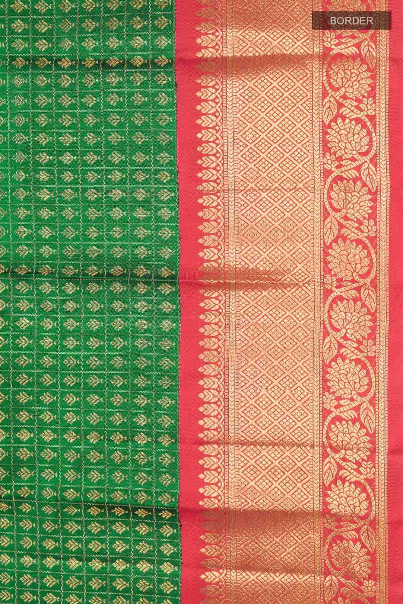Green Kanchipuram Silk Saree - Image 5