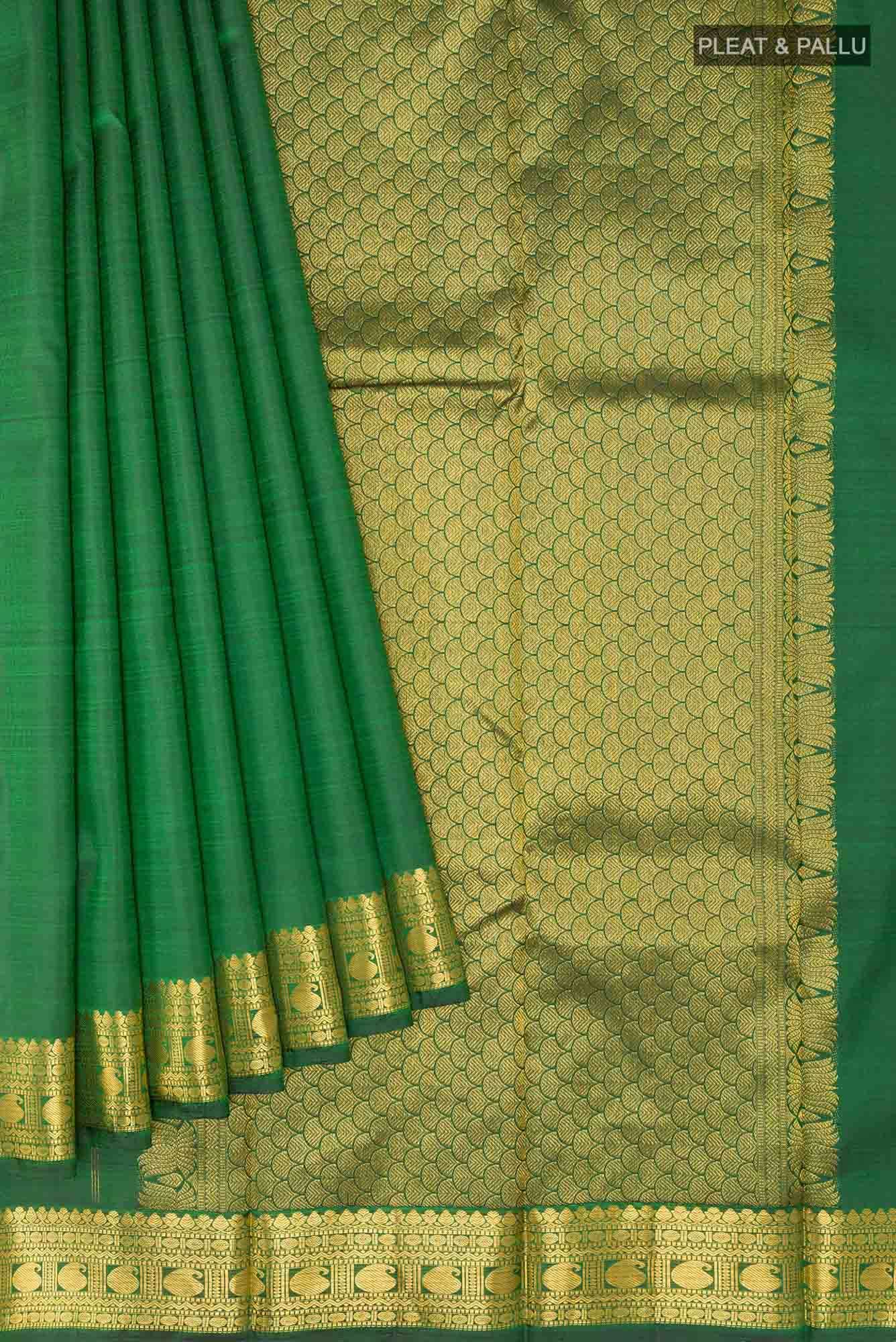 Green Kanchipuram Silk Saree - Image 2