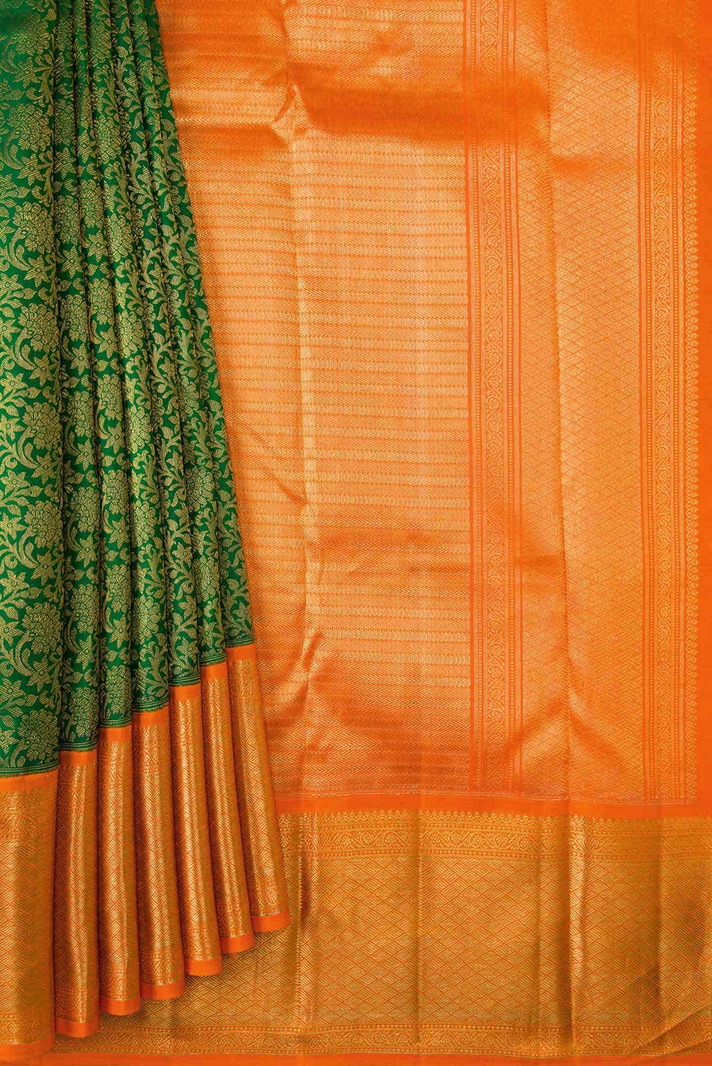 Green Kanchipuram Silk Saree - Image 2