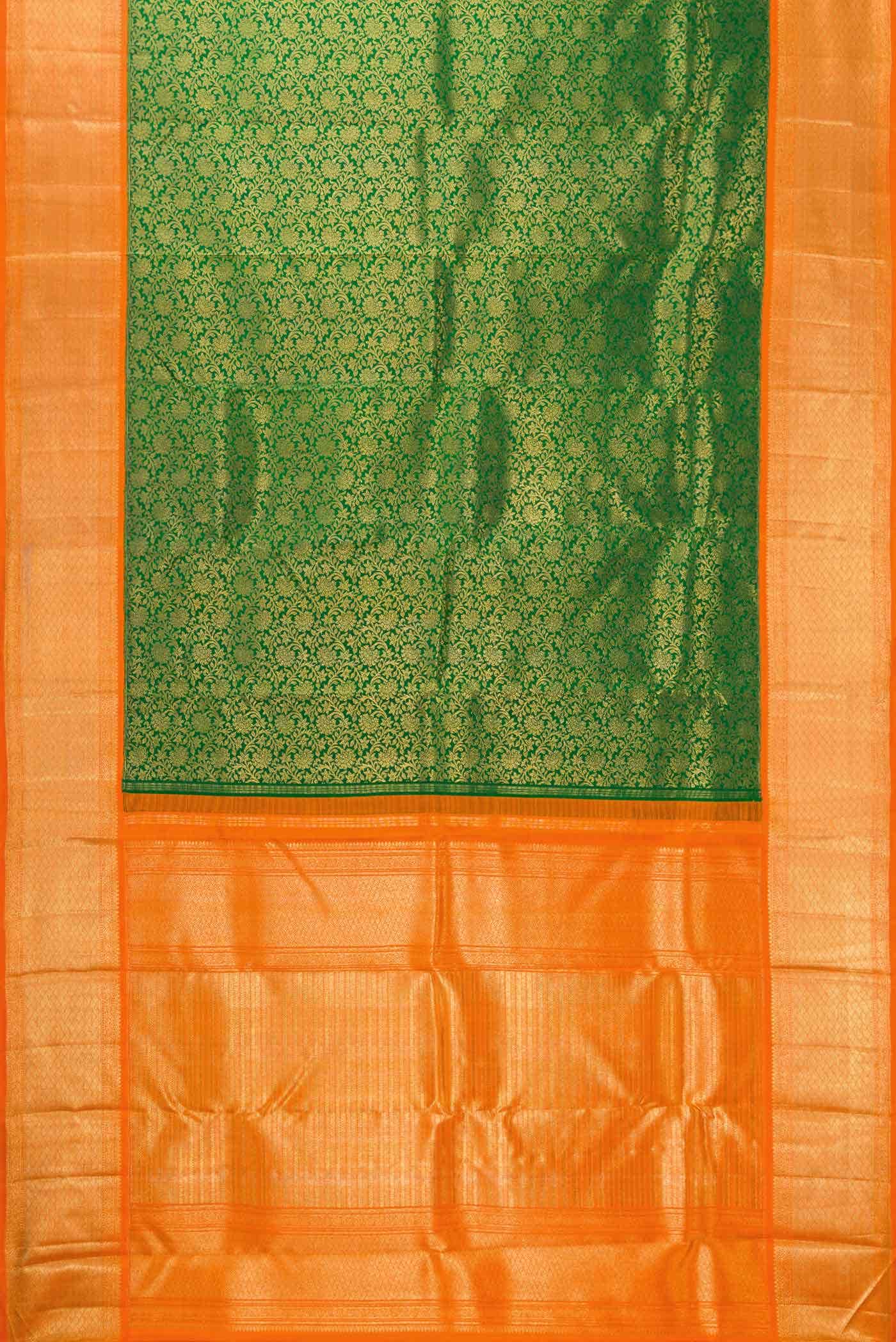 Green Kanchipuram Silk Saree - Image 4