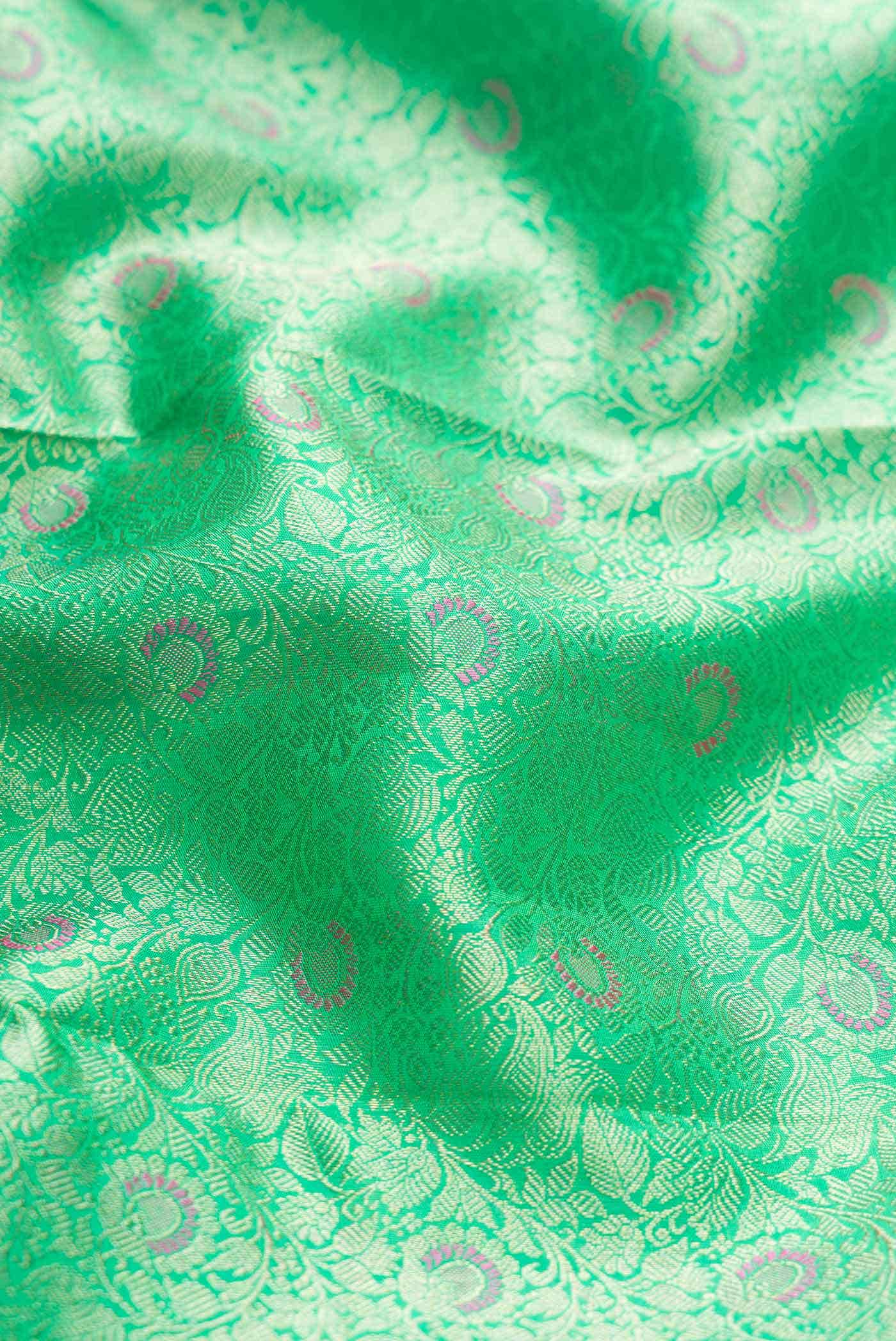 Green Kanchipuram Silk Saree - Image 3