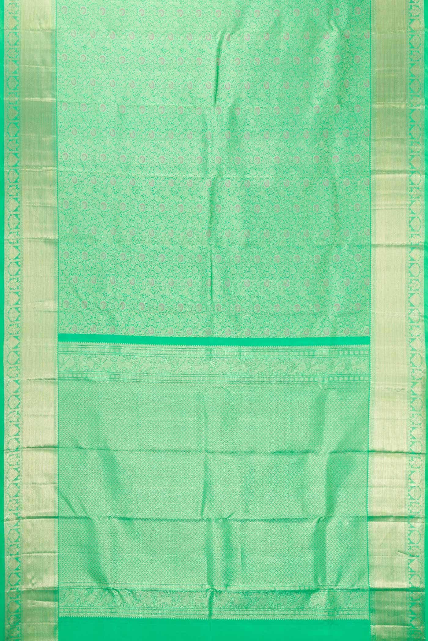 Green Kanchipuram Silk Saree - Image 4