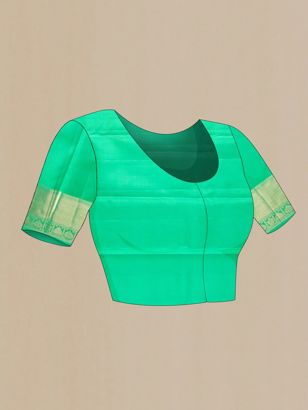 Green Kanchipuram Silk Saree - Image 7