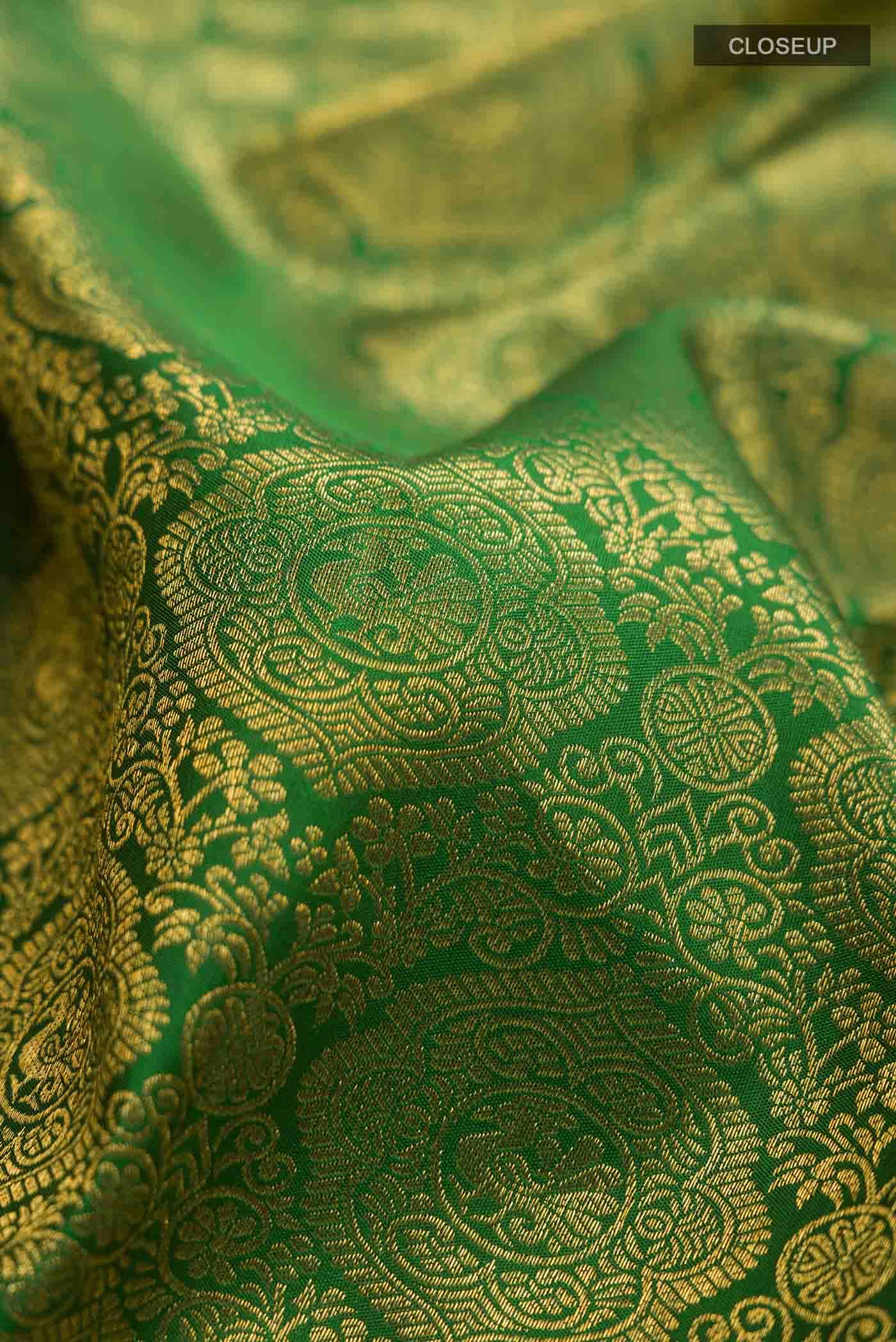 Green Kanchipuram Silk Saree - Image 3