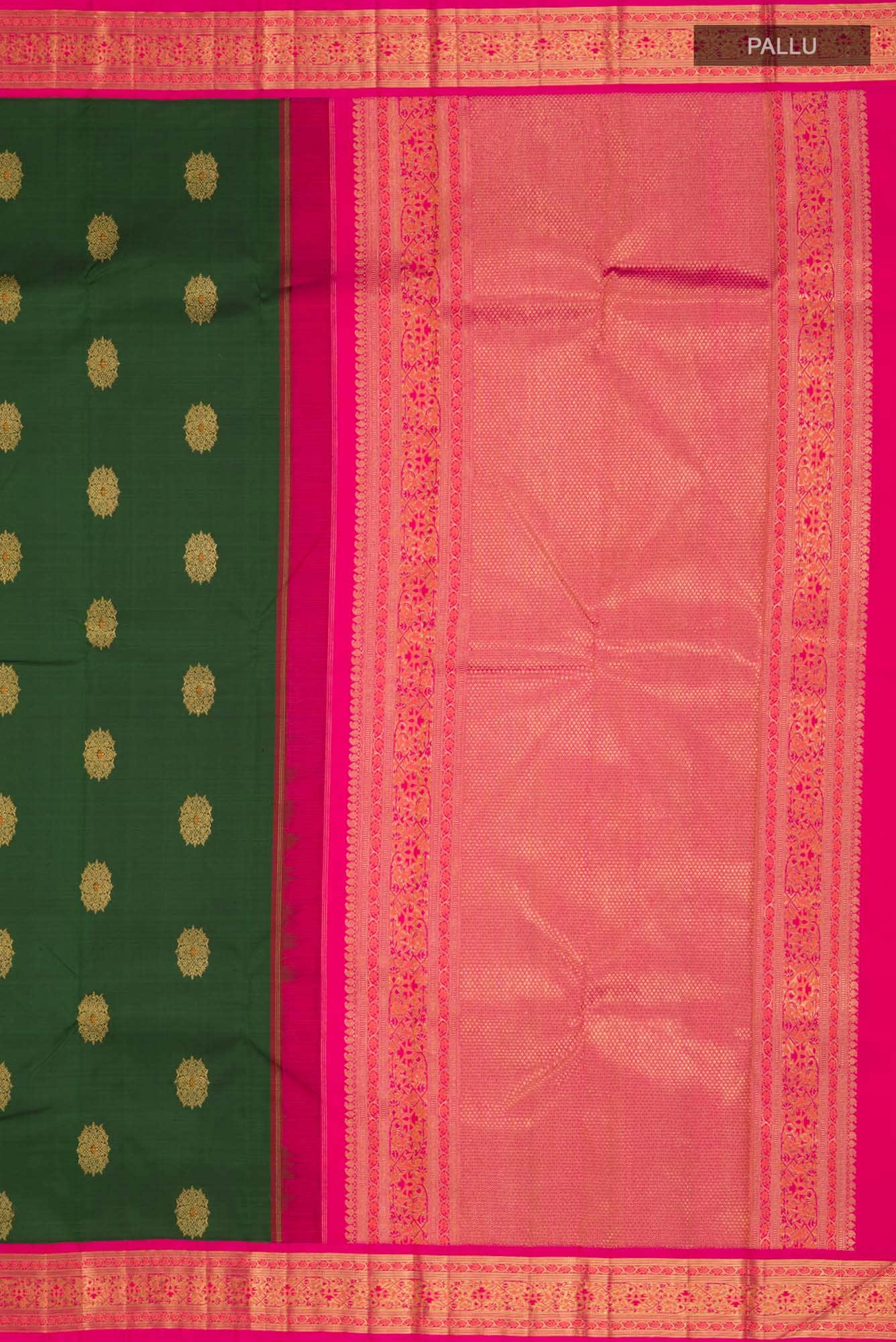 Pure Silk Pure Zari Green Kanchipuram Saree - Image 5