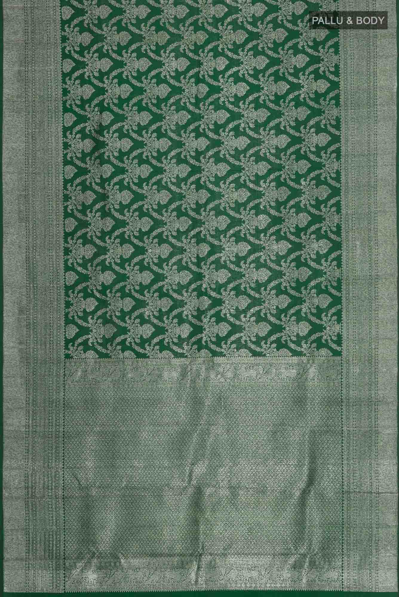 Green Kanchipuram Silk Saree - Image 4
