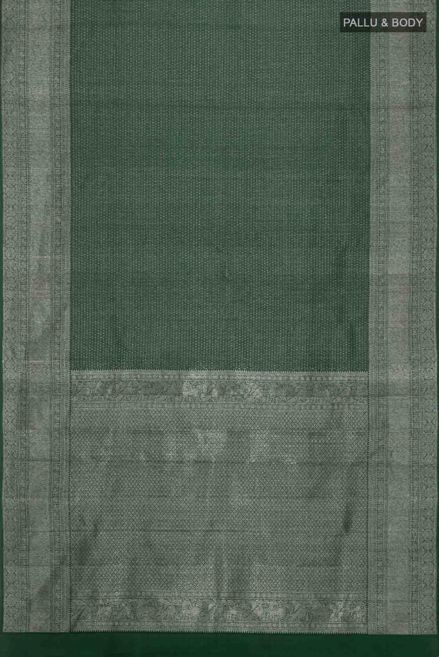 Green Kanchipuram Silk Saree - Image 4