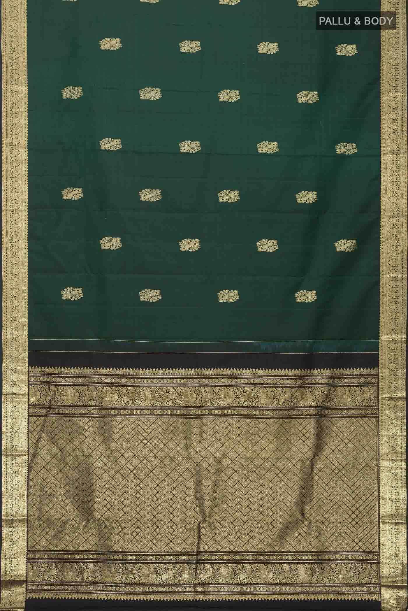 Green Kanchipuram Silk Saree - Image 4