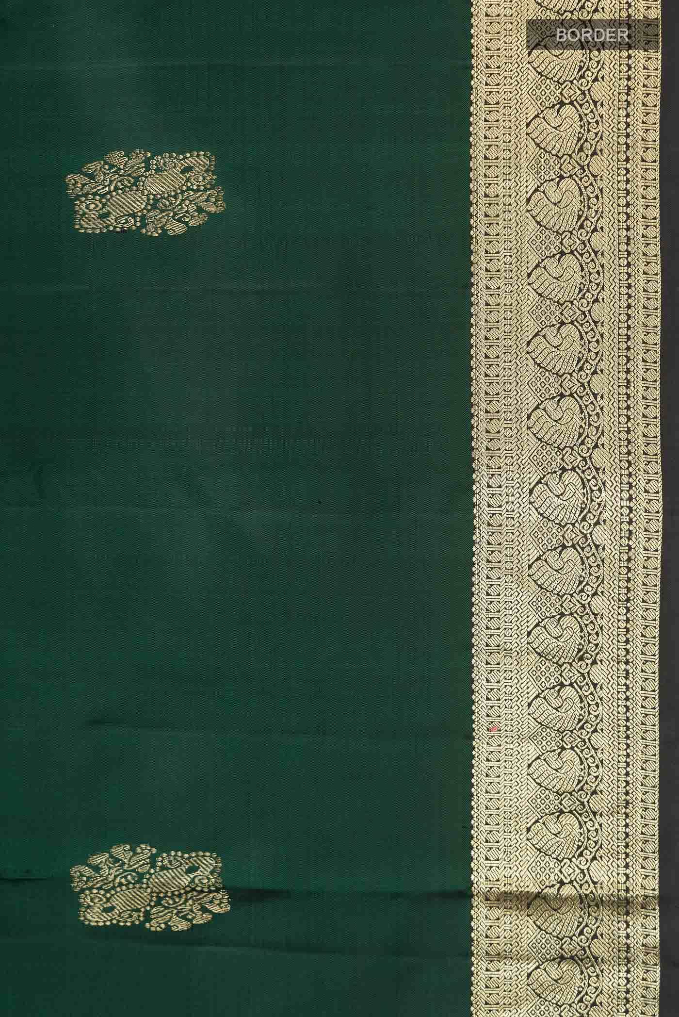 Green Kanchipuram Silk Saree - Image 5