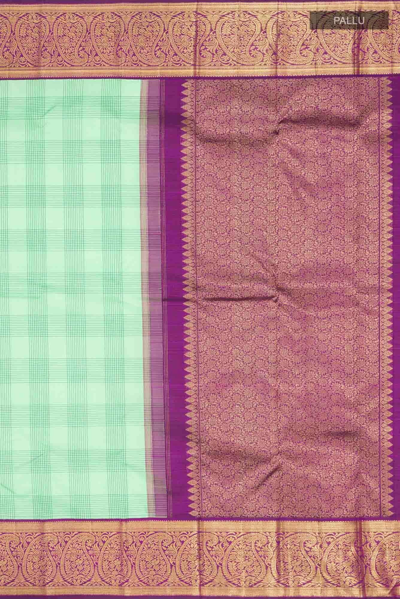 Pure Silk Pure Zari Green Kanchipuram Saree - Image 5