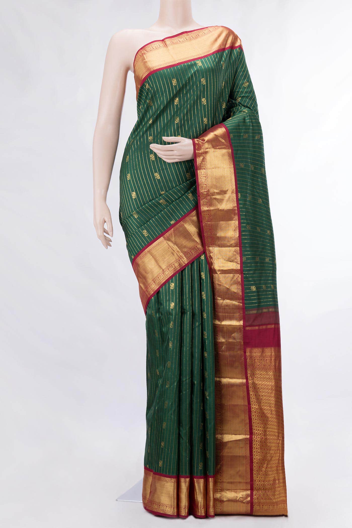 Pure Silk Pure Zari Green Kanjivaram Saree