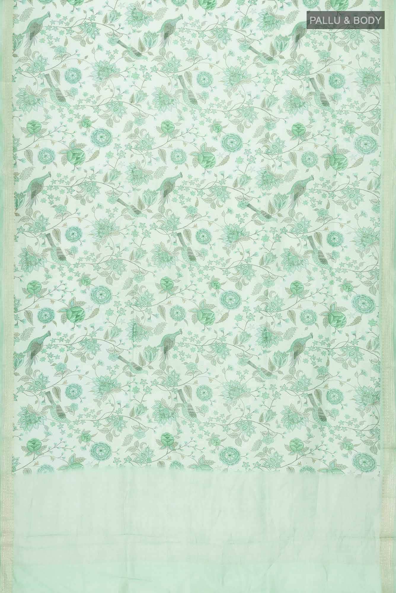 Green Linen Saree - Image 3