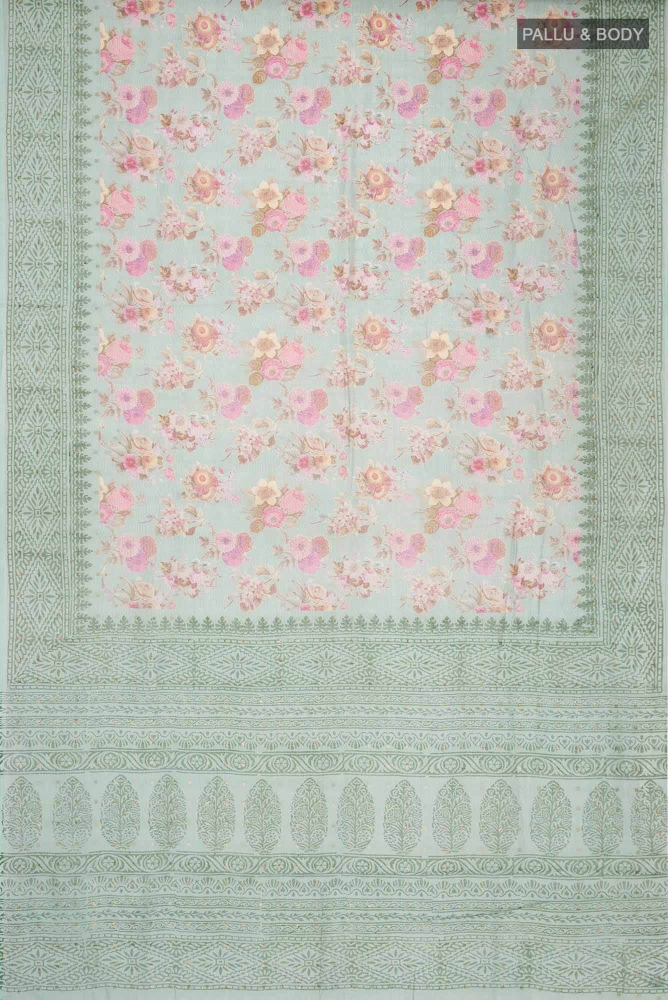 Green Linen Saree - Image 3