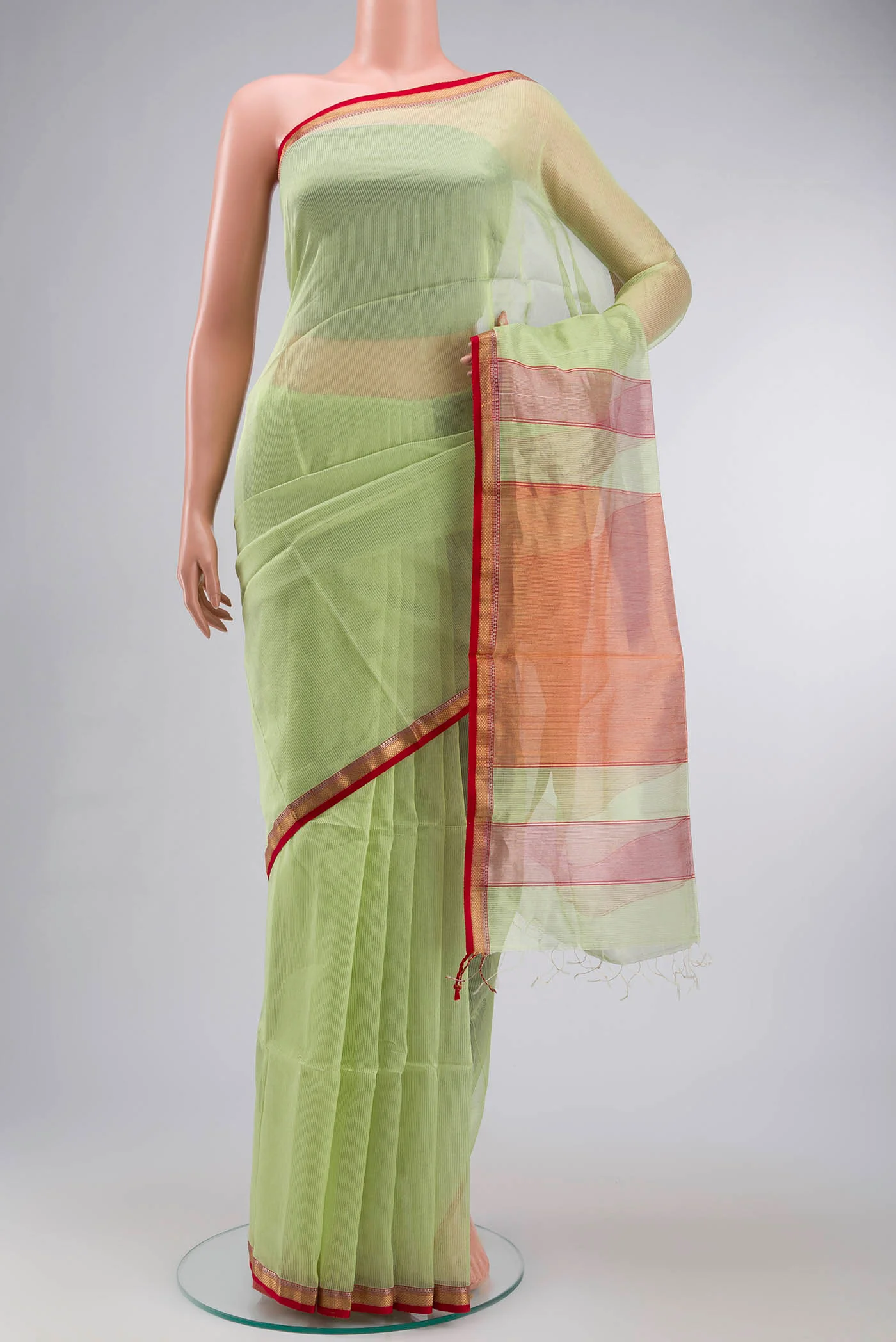 Green Maheshwari Silk Cotton Saree