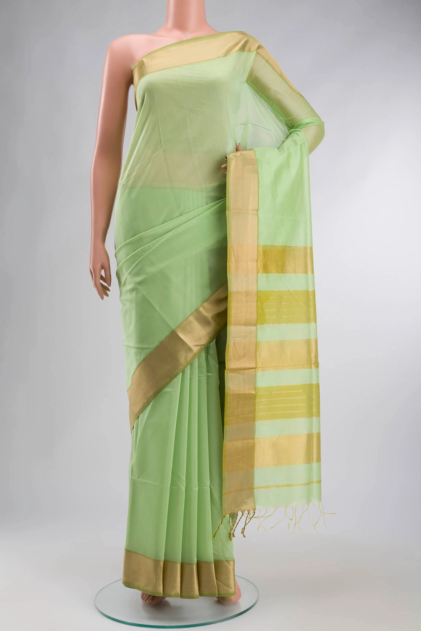 Green Maheshwari Silk Cotton Saree