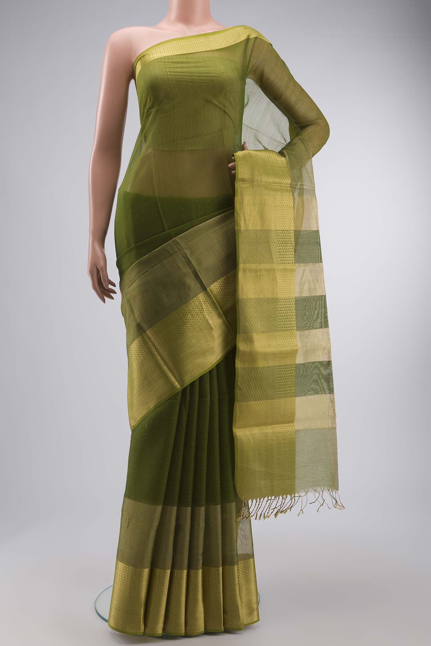 Green Maheshwari Silk Saree