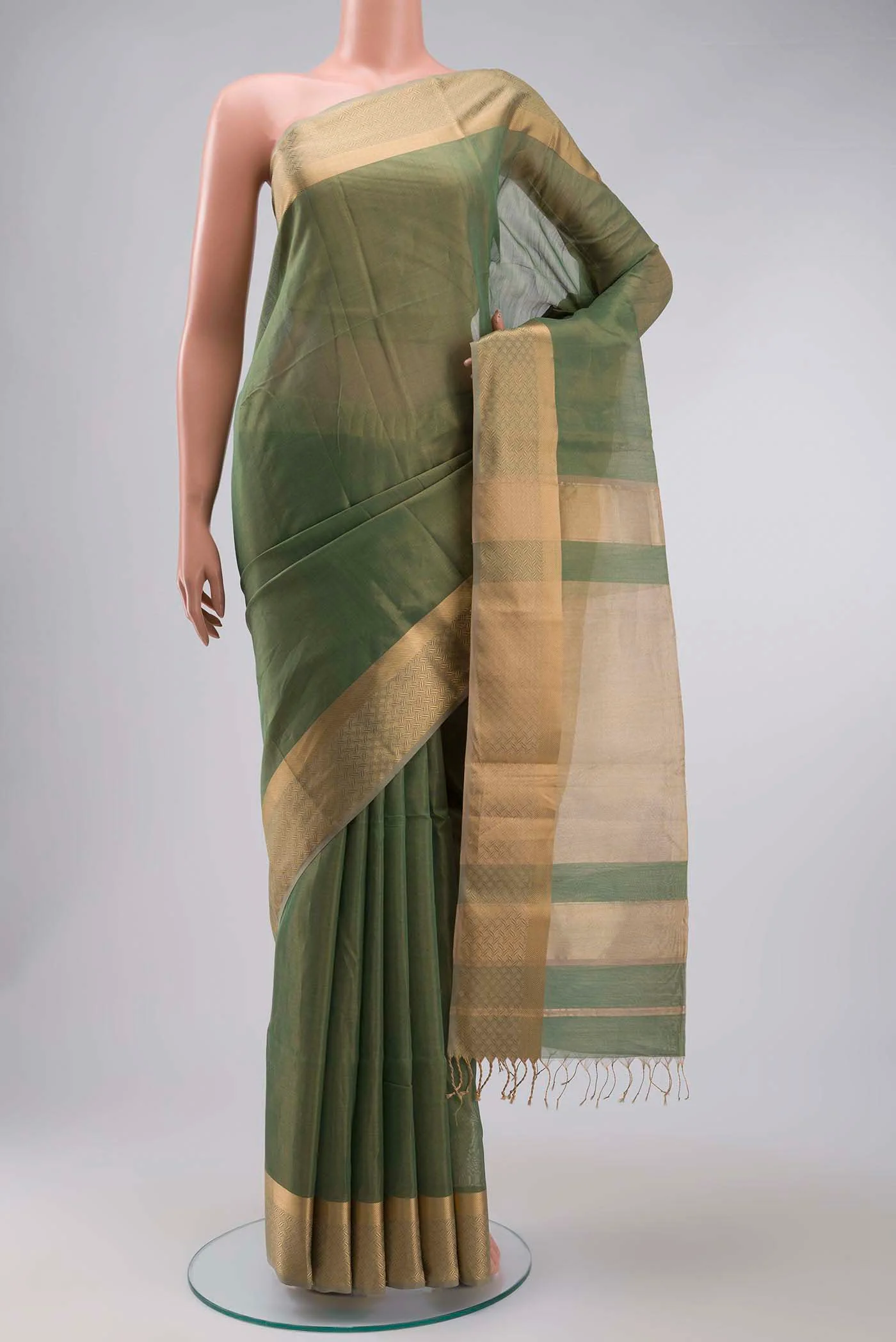 Green Maheshwari Tissue Silk Saree