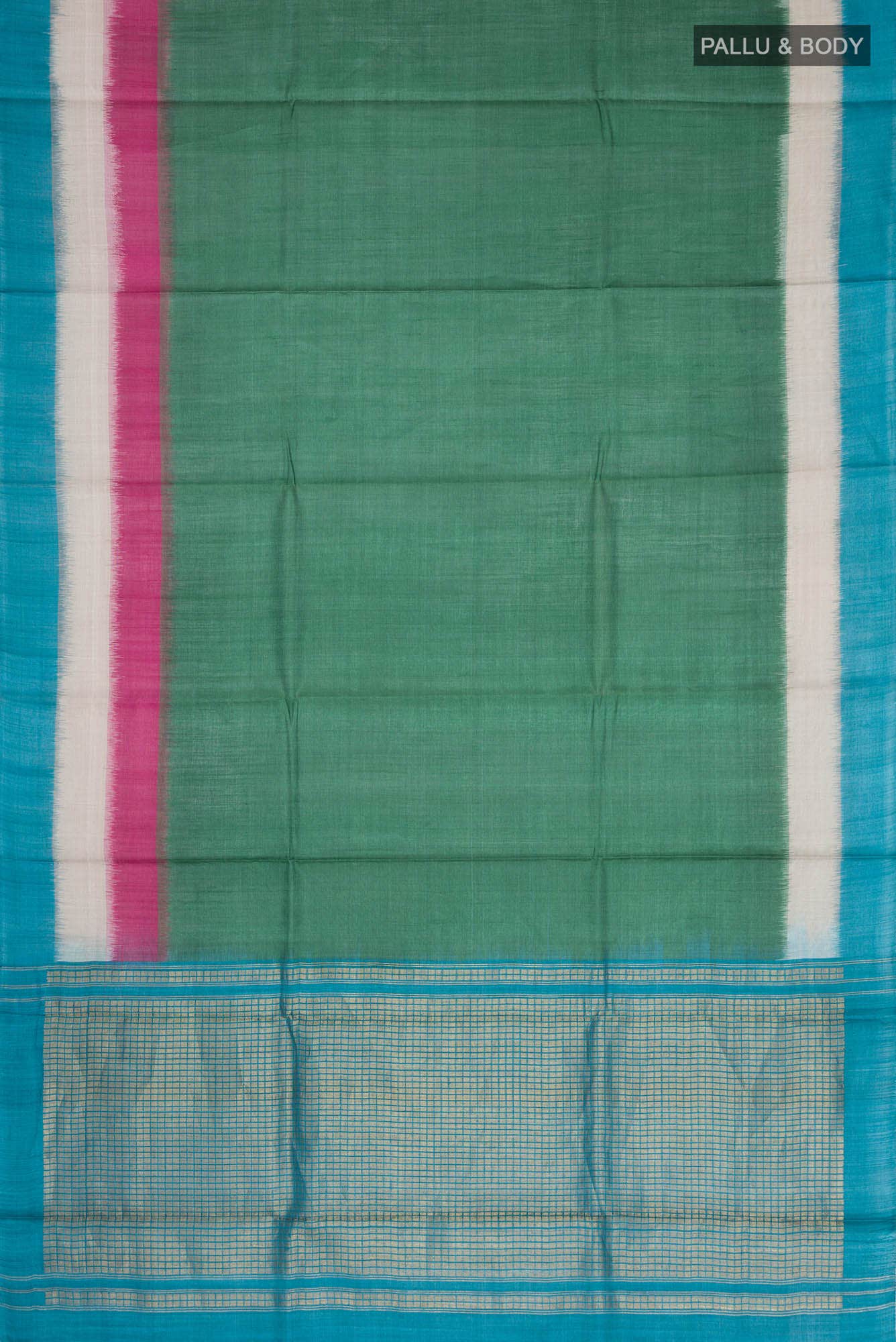 Green MP Tussar Saree - Image 4