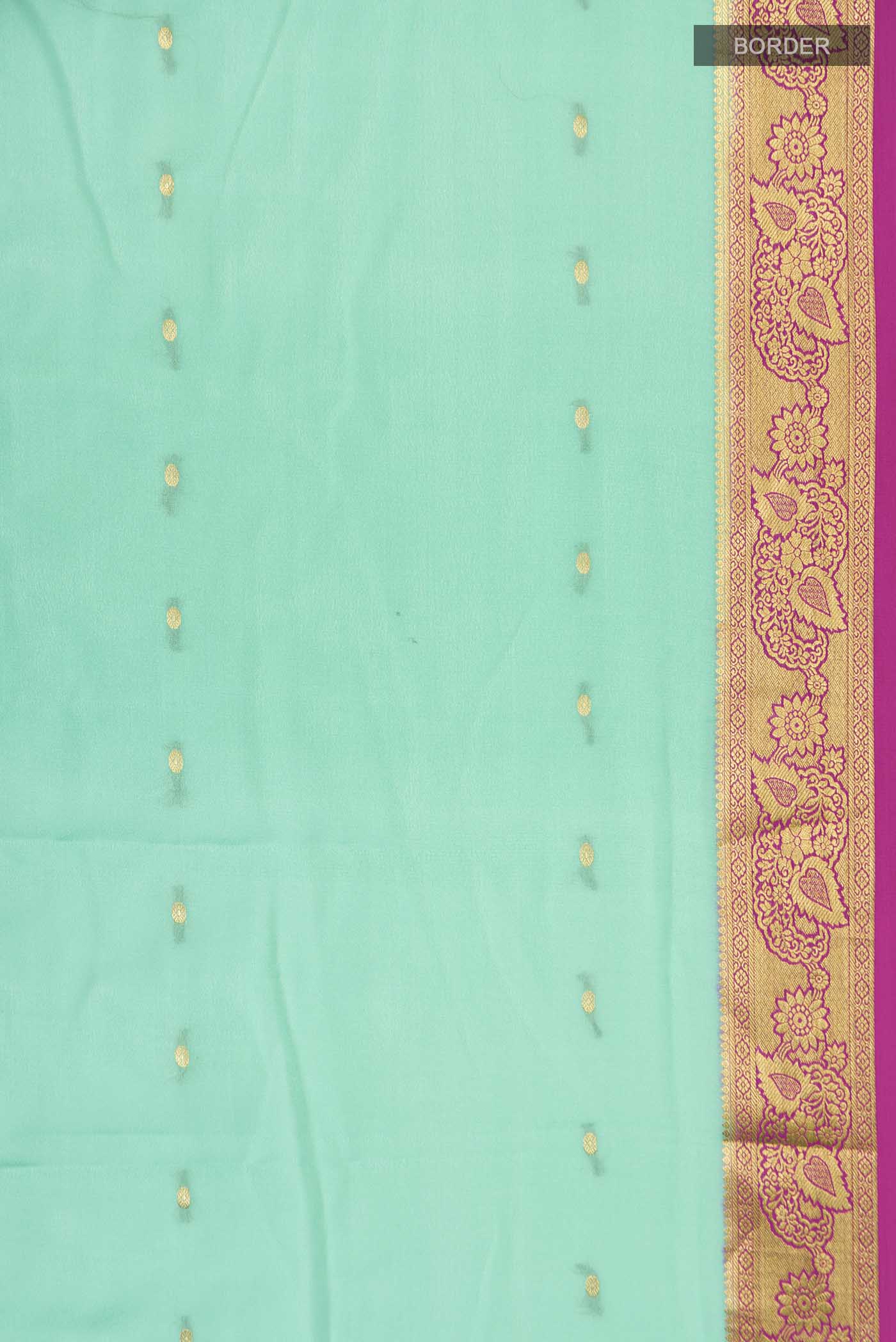Green Mysore Crepe Saree - Image 3