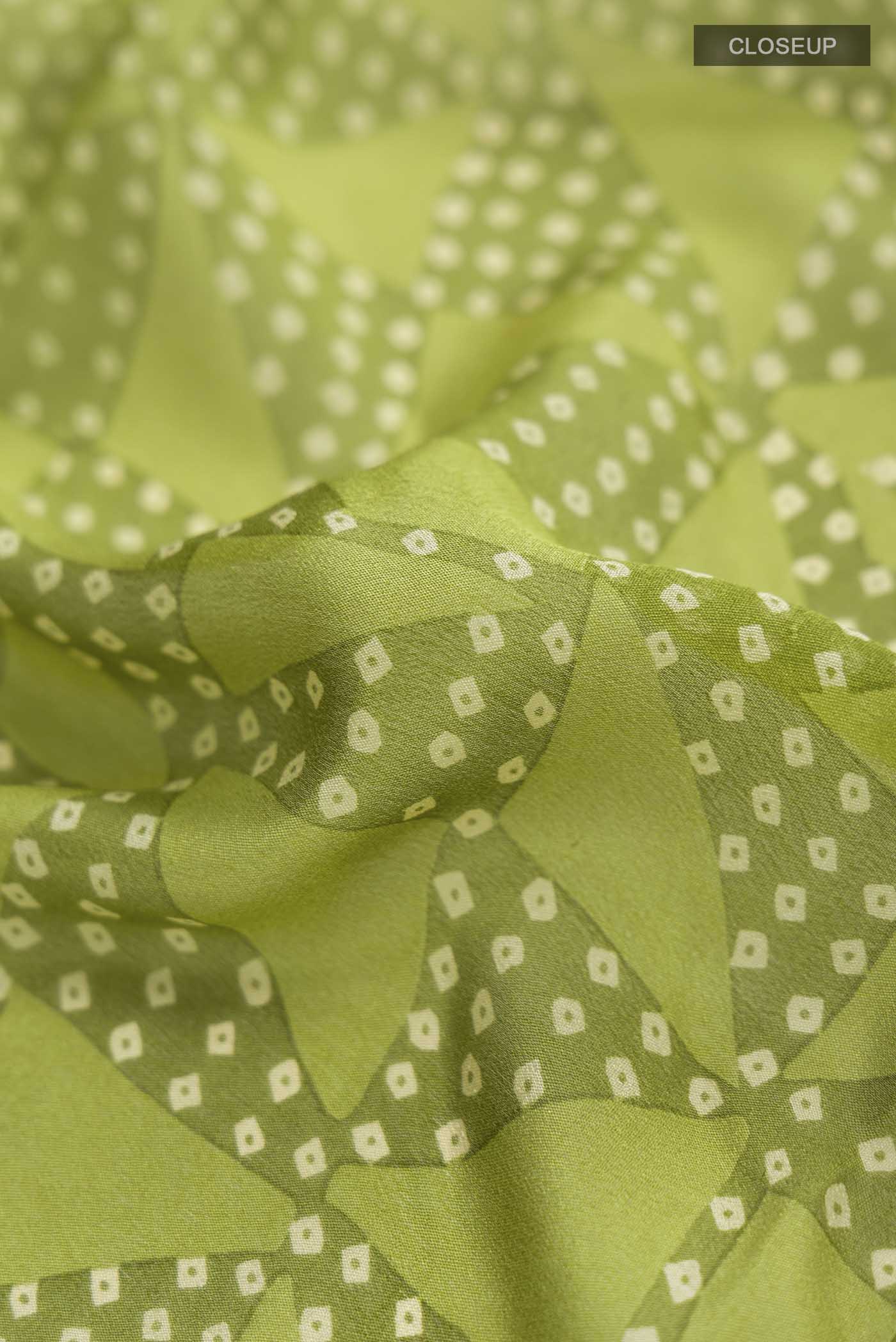 Green Mysore Crepe Saree - Image 2