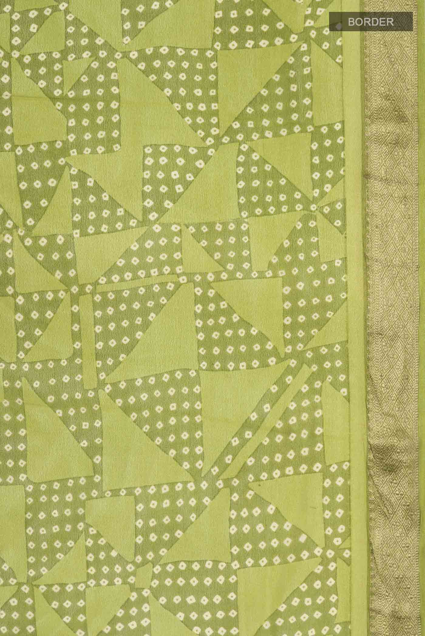 Green Mysore Crepe Saree - Image 3