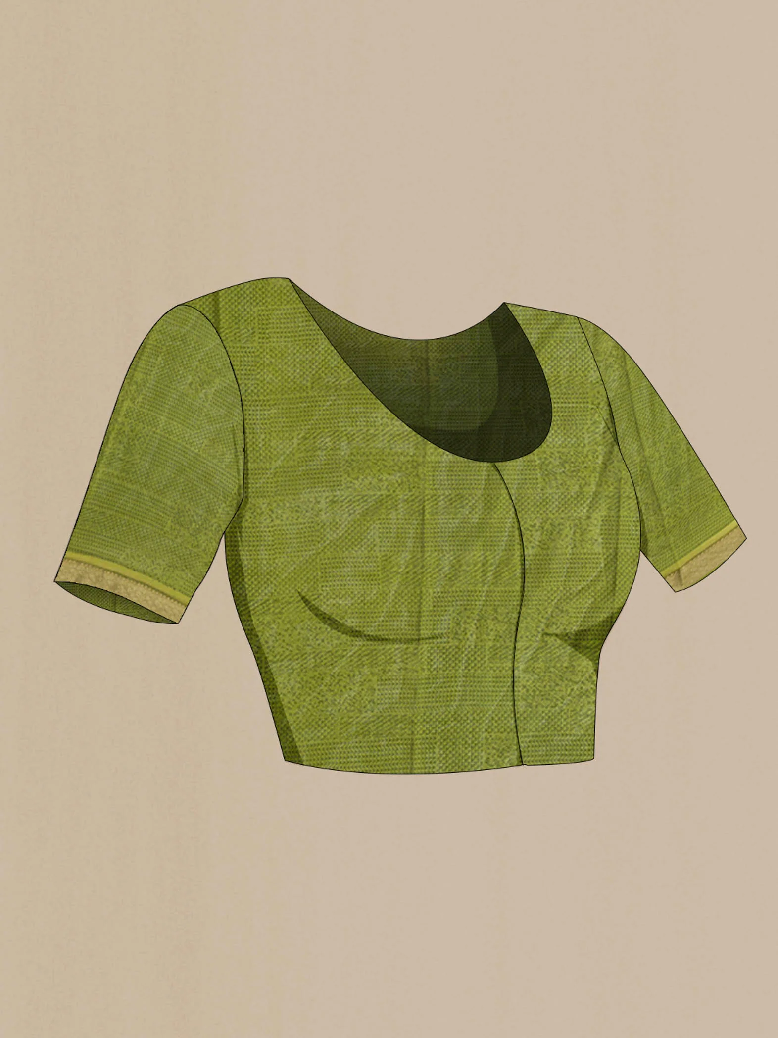 Green Mysore Crepe Saree - Image 4