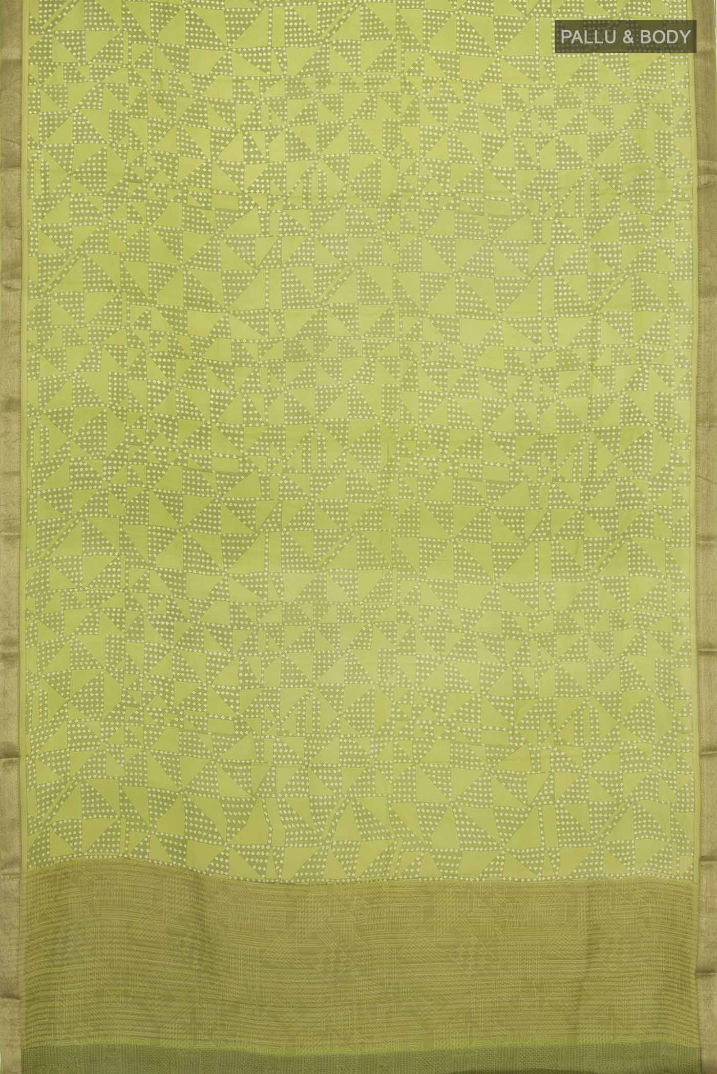 Green Mysore Crepe Saree - Image 5