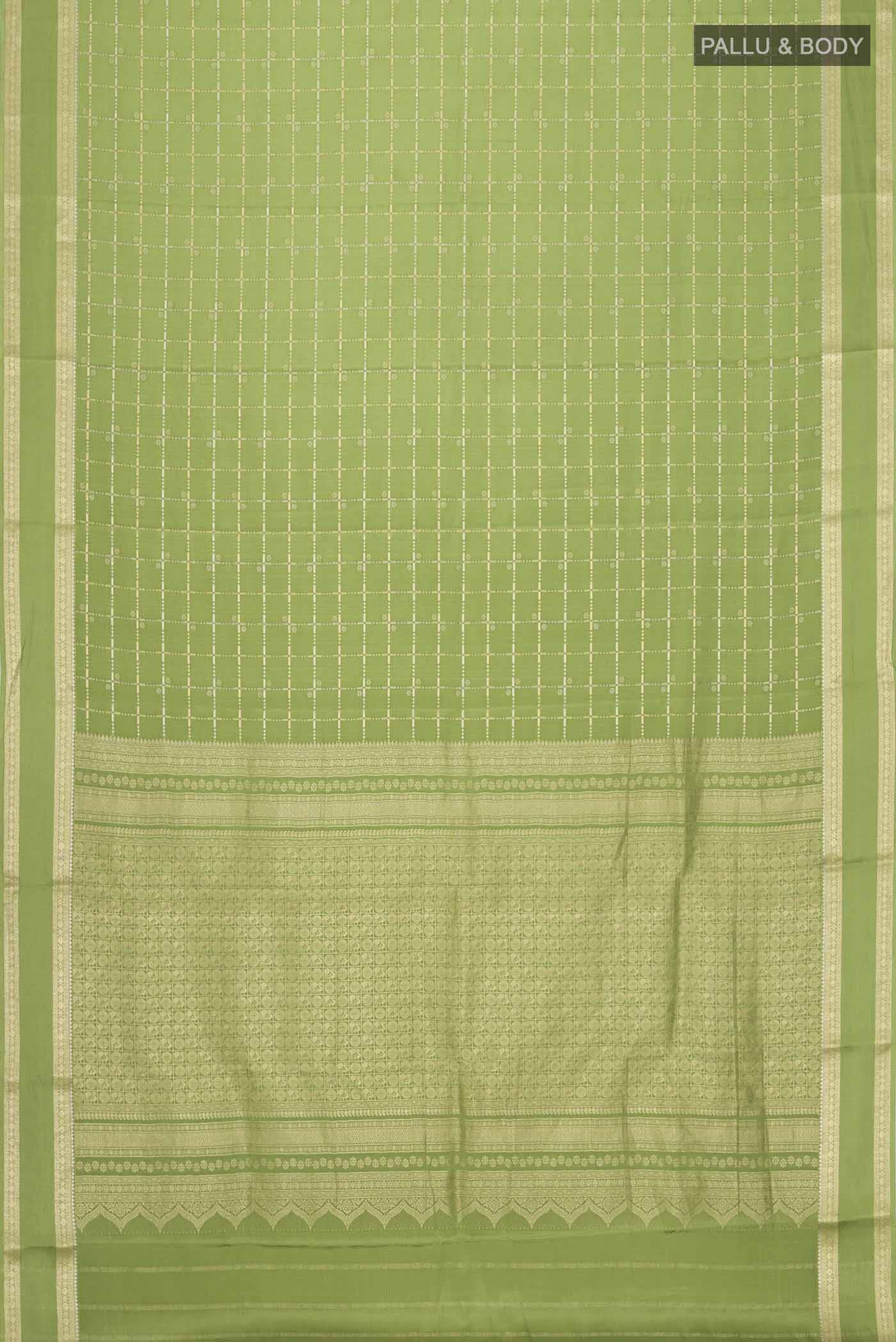 Green Mysore Crepe Saree - Image 6