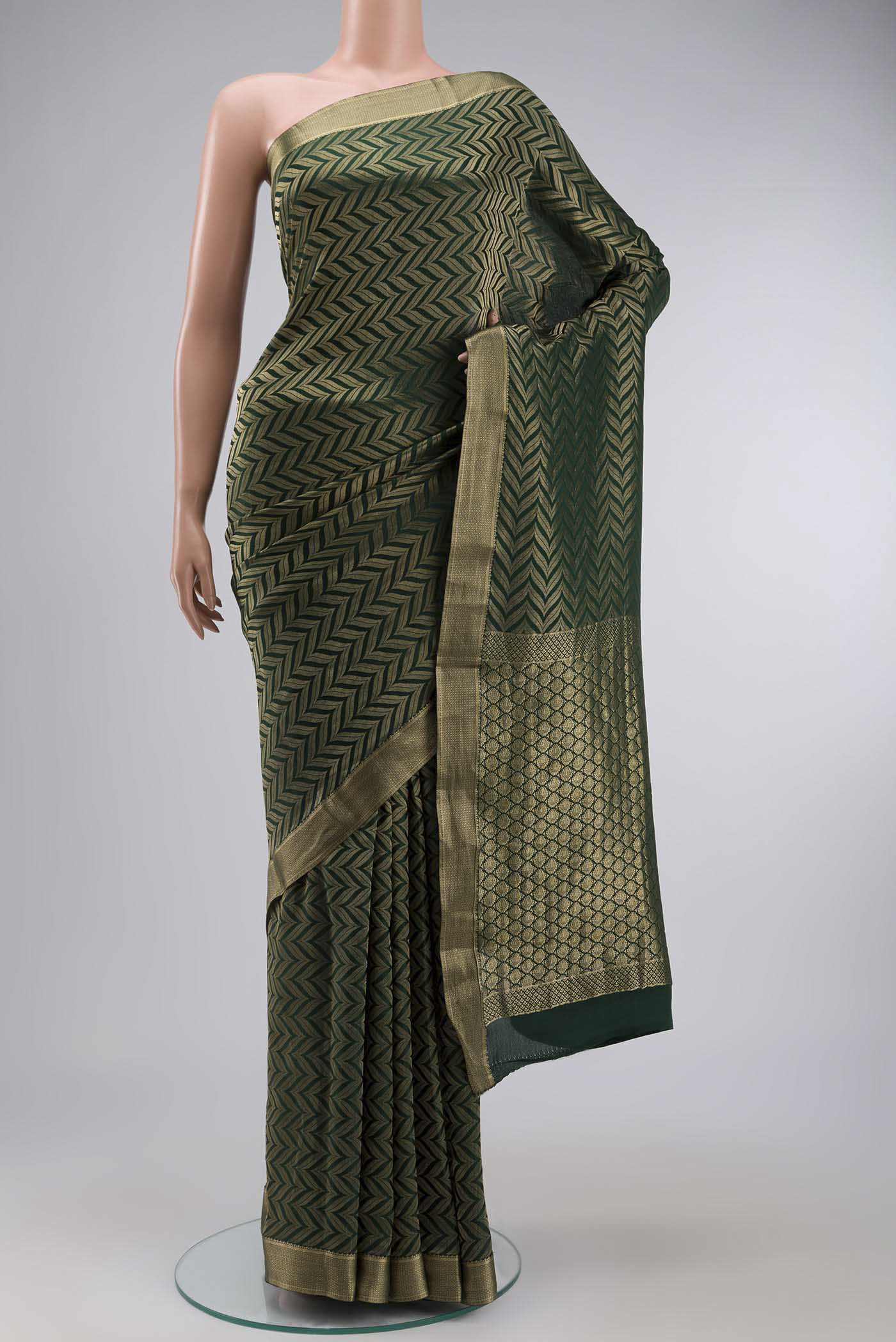 Green Mysore Crepe Saree