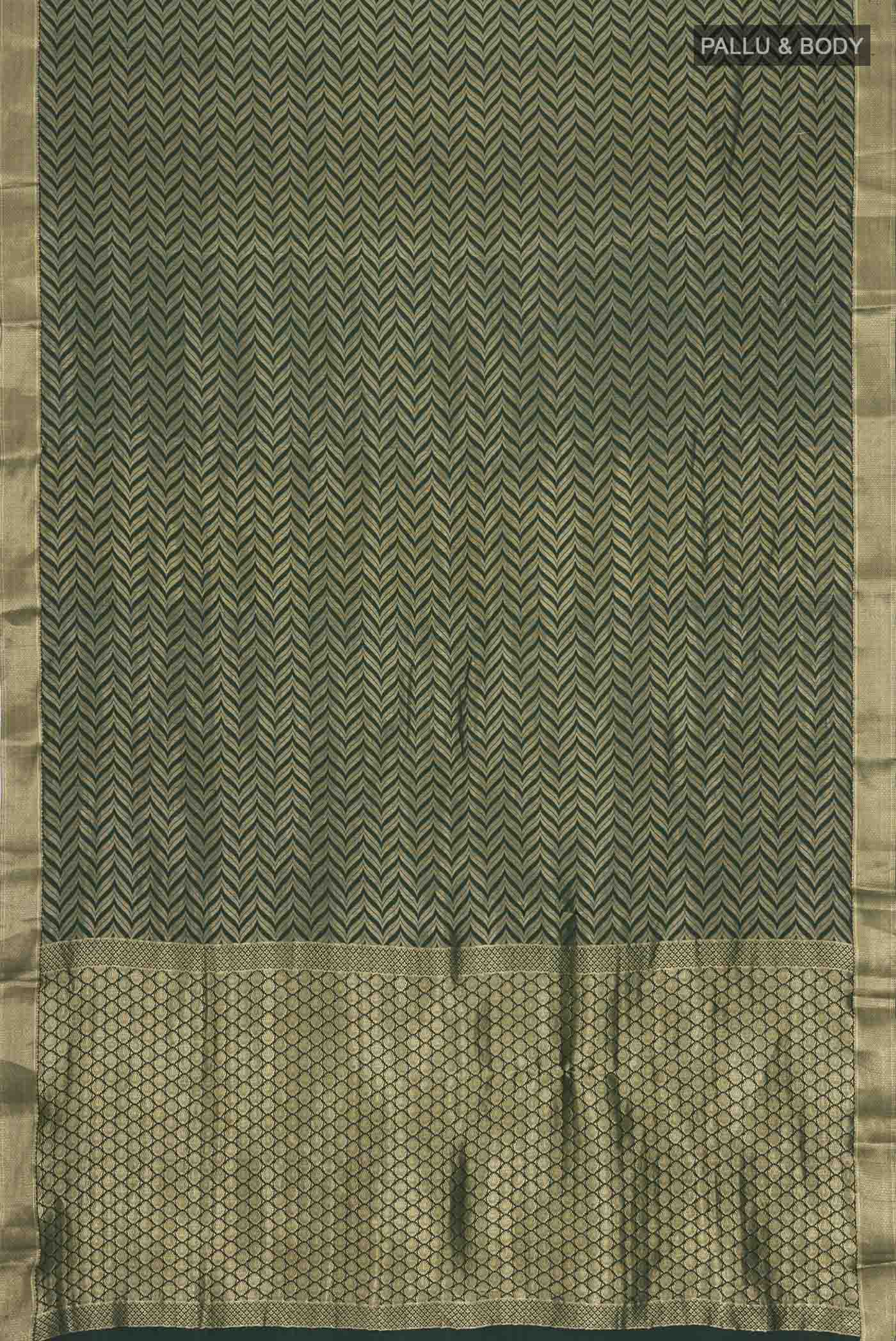 Green Mysore Crepe Saree - Image 5