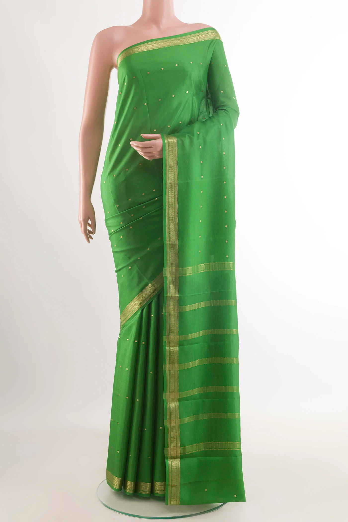 Green Mysore Crepe Saree