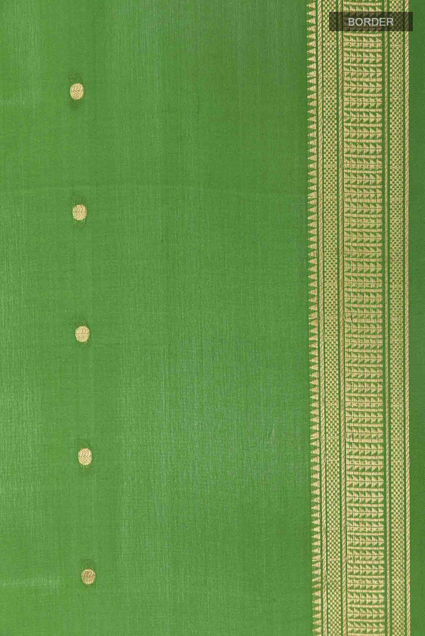 Green Mysore Crepe Saree - Image 3