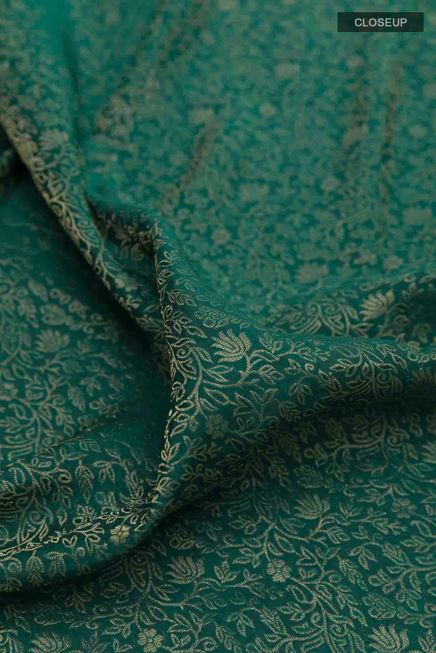 Green Mysore Crepe Saree - Image 2