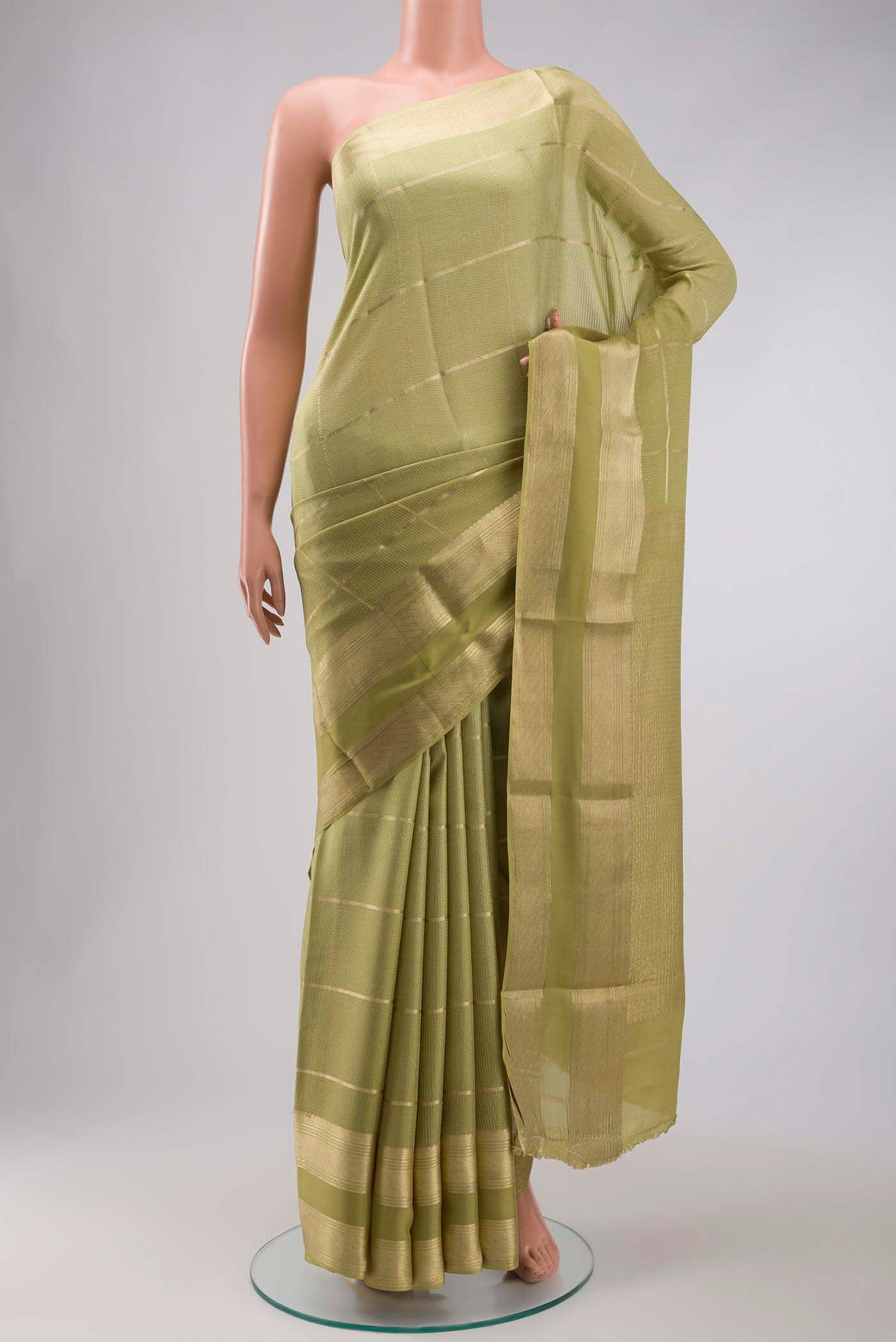 Green Mysore Crepe Saree