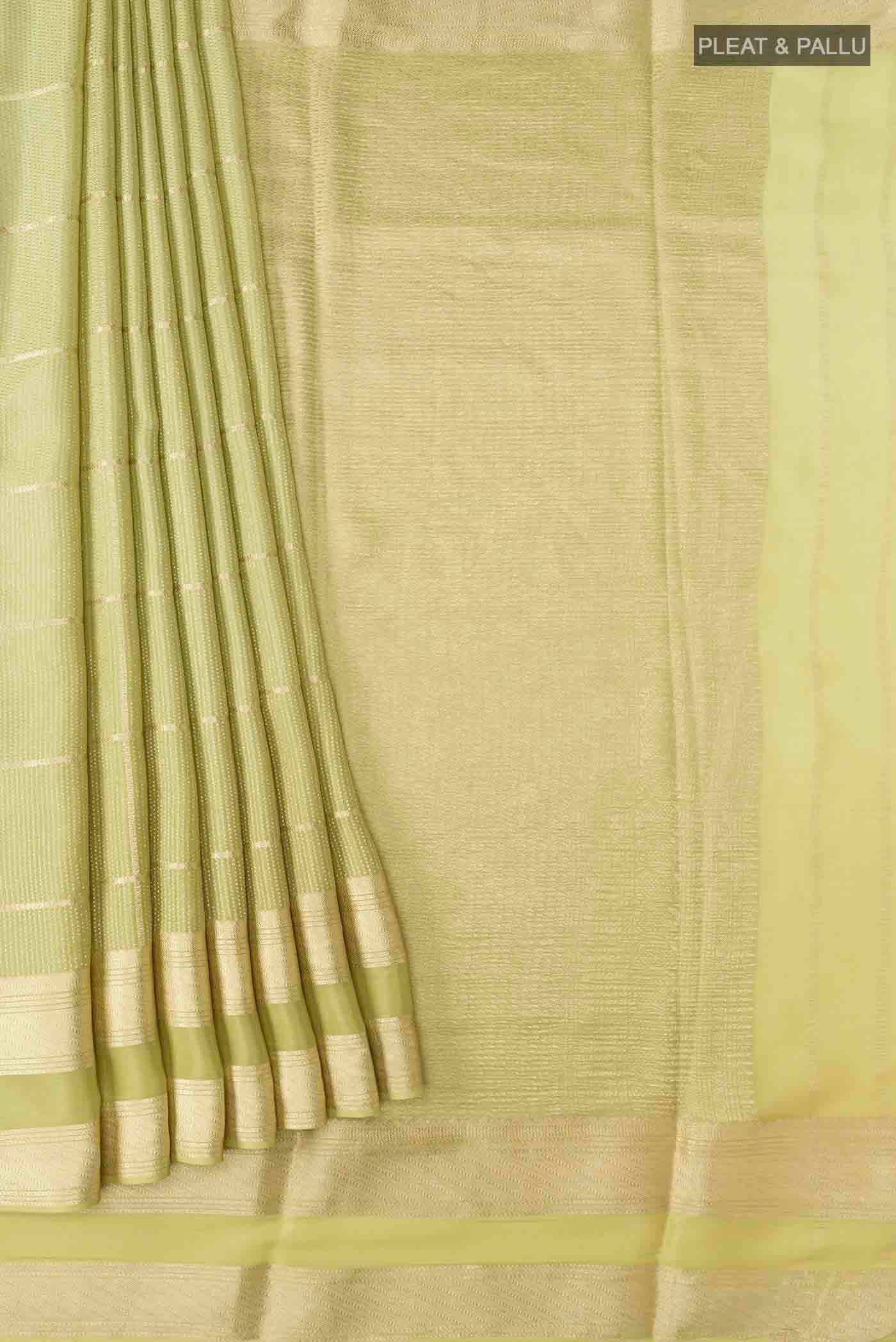 Green Mysore Crepe Saree - Image 4