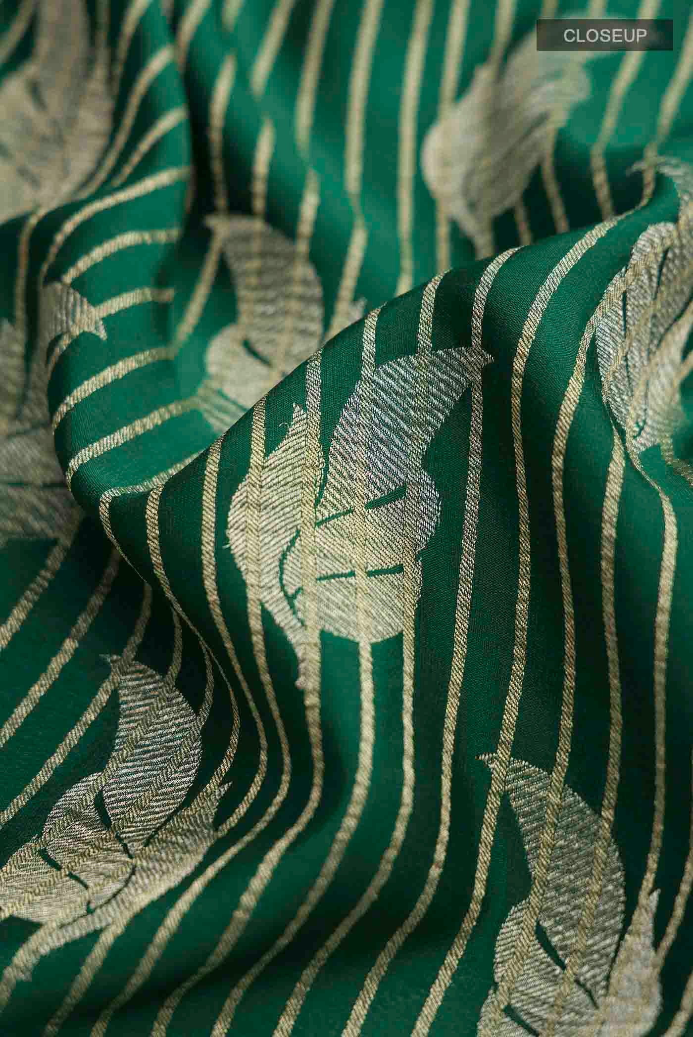 Green Mysore Crepe Saree - Image 2