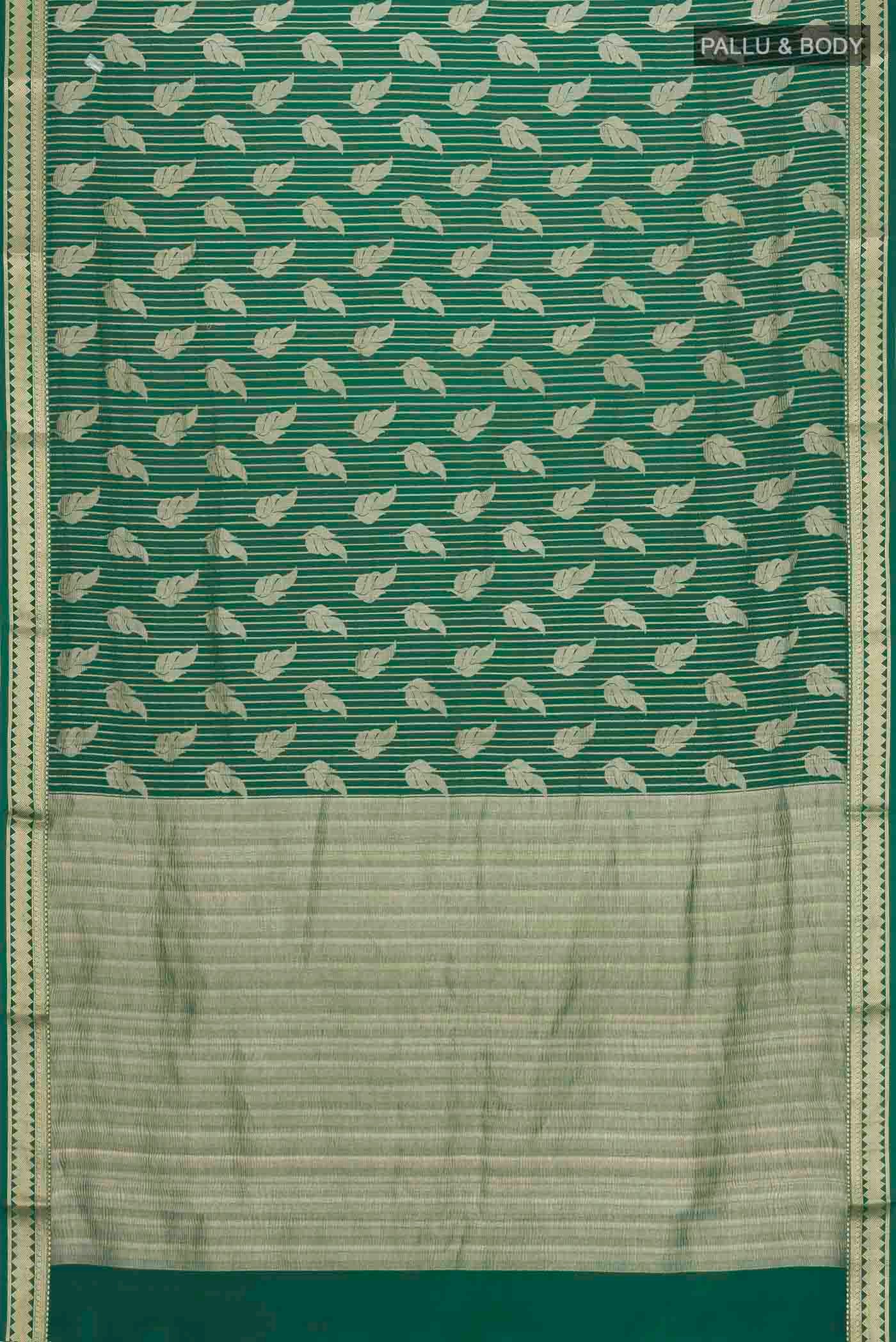 Green Mysore Crepe Saree - Image 6