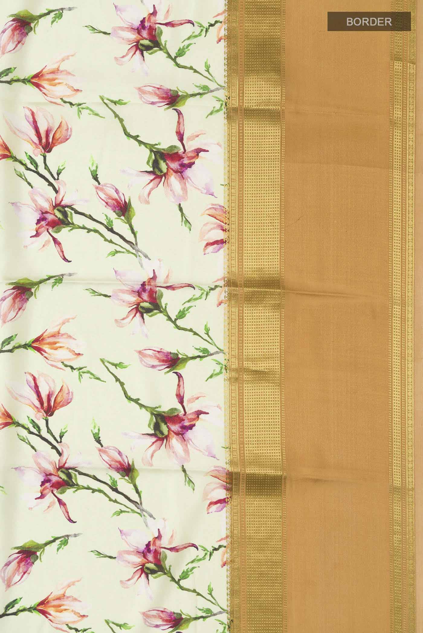 Green Mysore Crepe Saree - Image 3