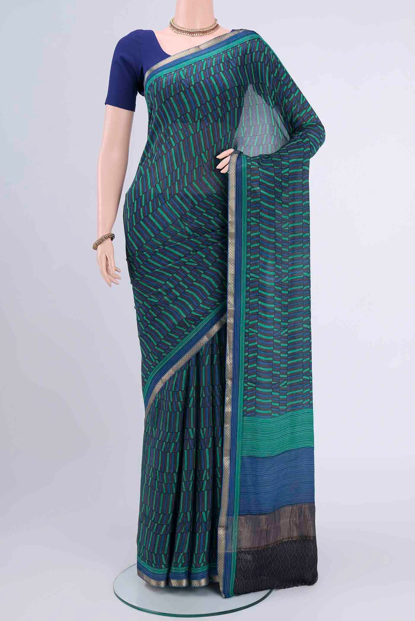 Multi Color Mysore Crepe Saree
