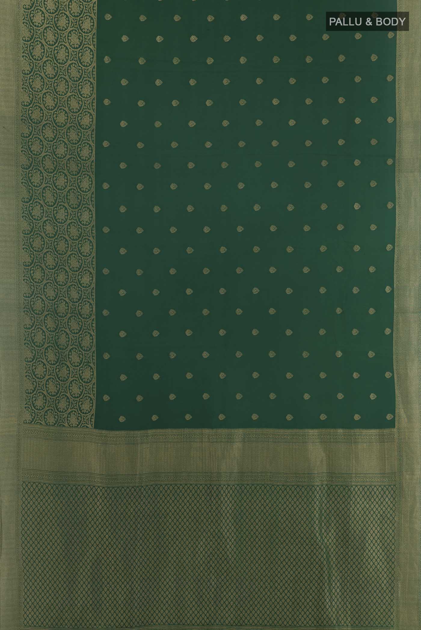 Green Mysore Crepe Saree - Image 3