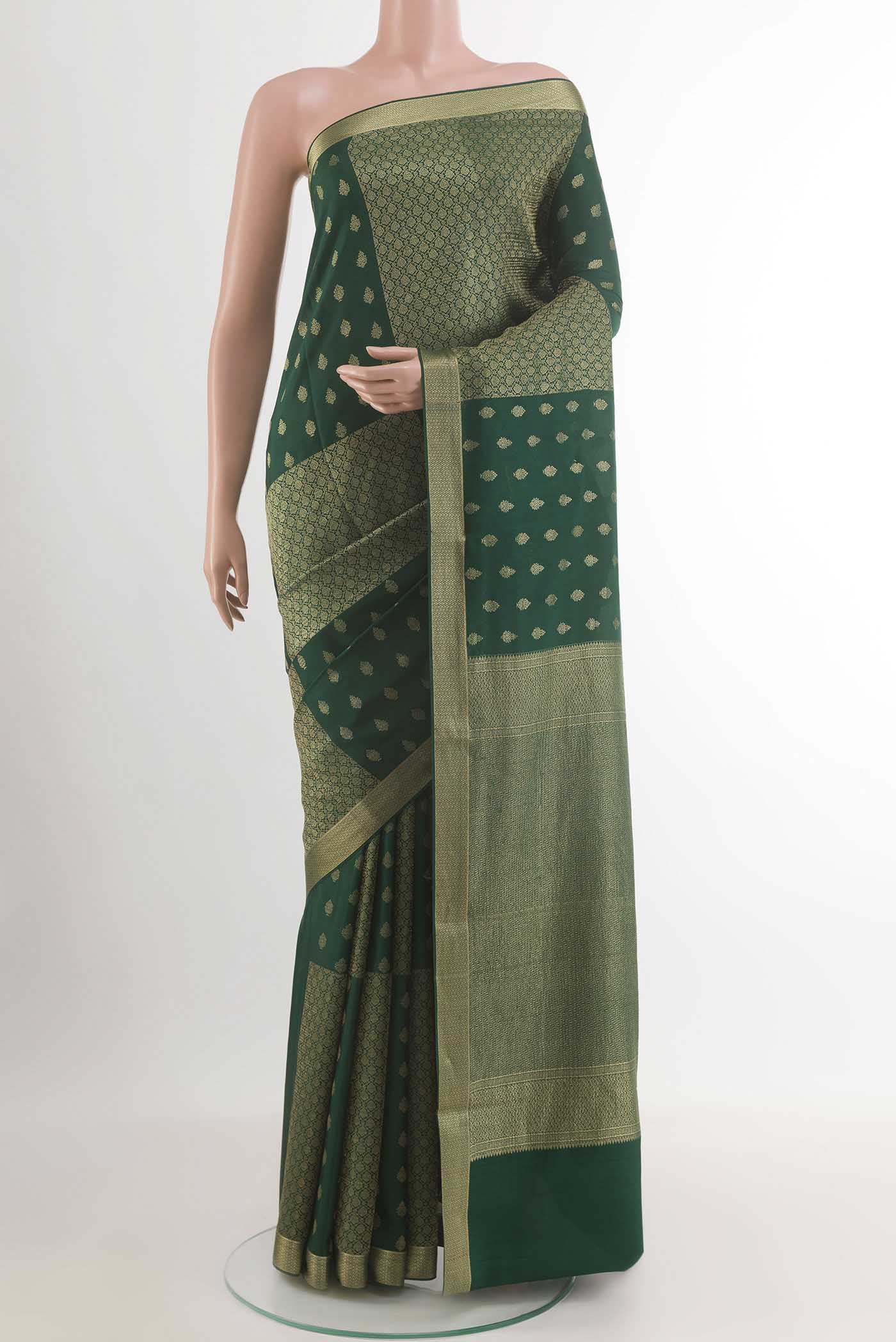 Bottle Green Mysore Crepe Saree