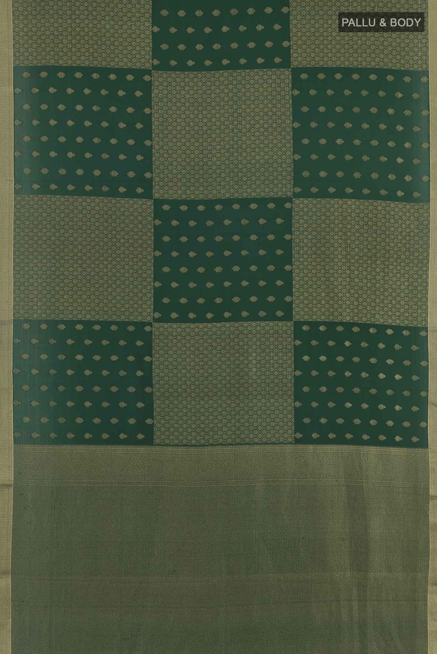 Bottle Green Mysore Crepe Saree - Image 3
