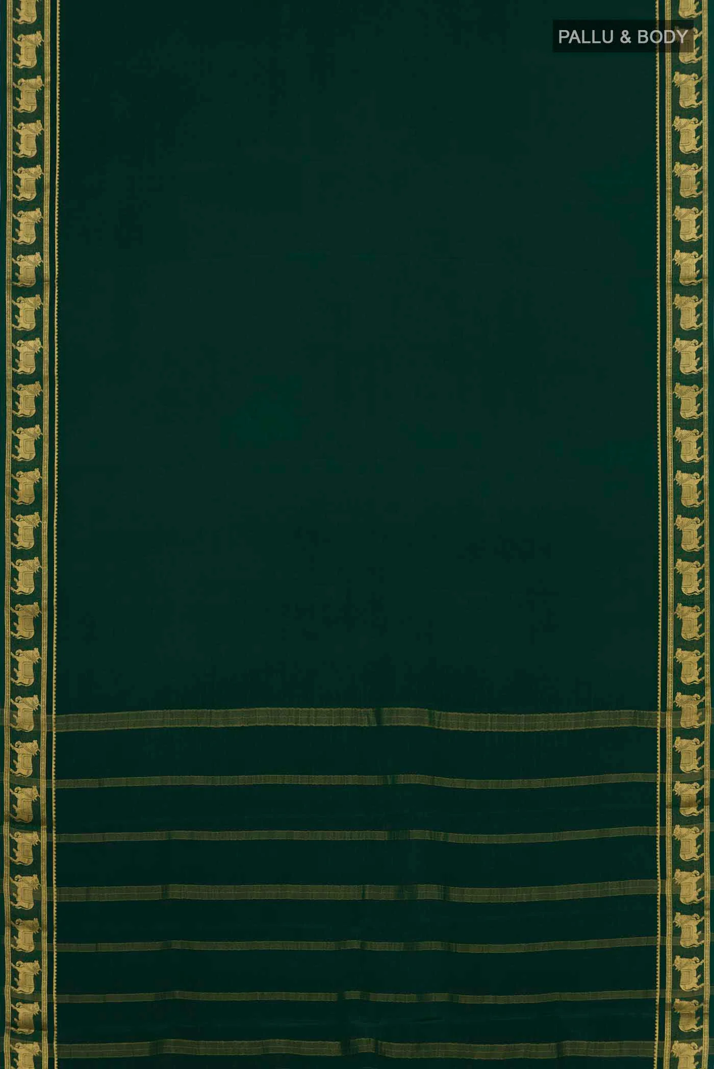 Bottle Green Mysore Crepe Saree - Image 5